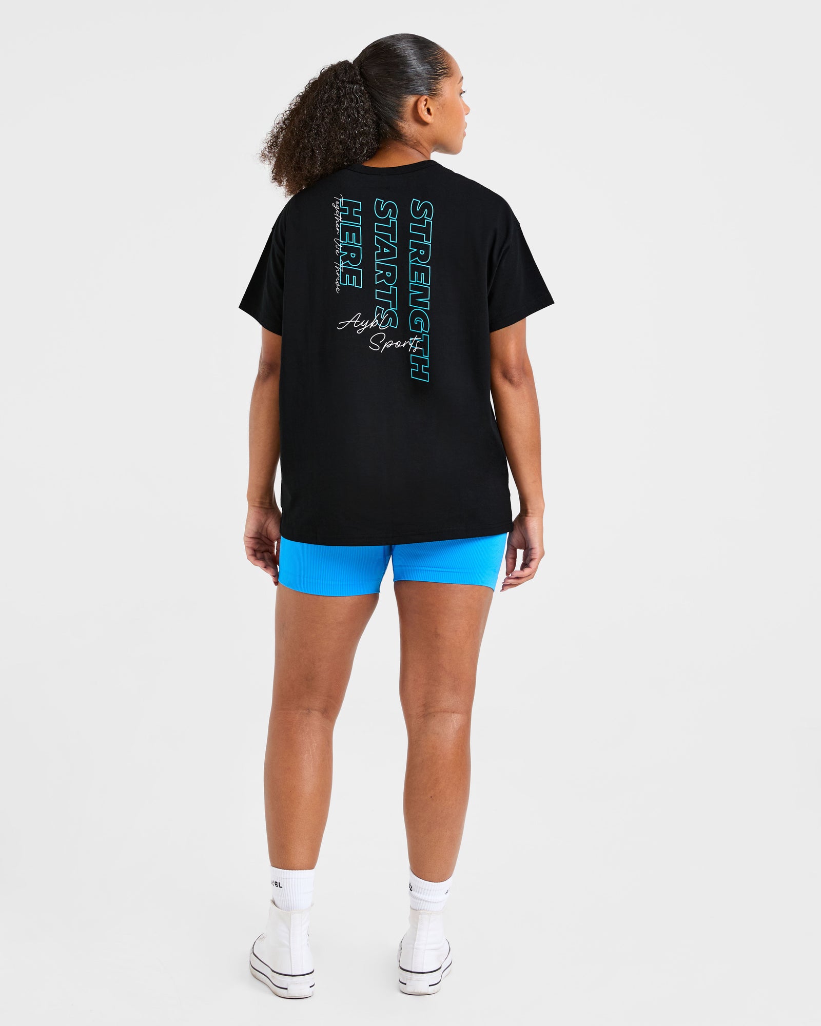 Strength Starts Here Oversized T Shirt - Black/Blue