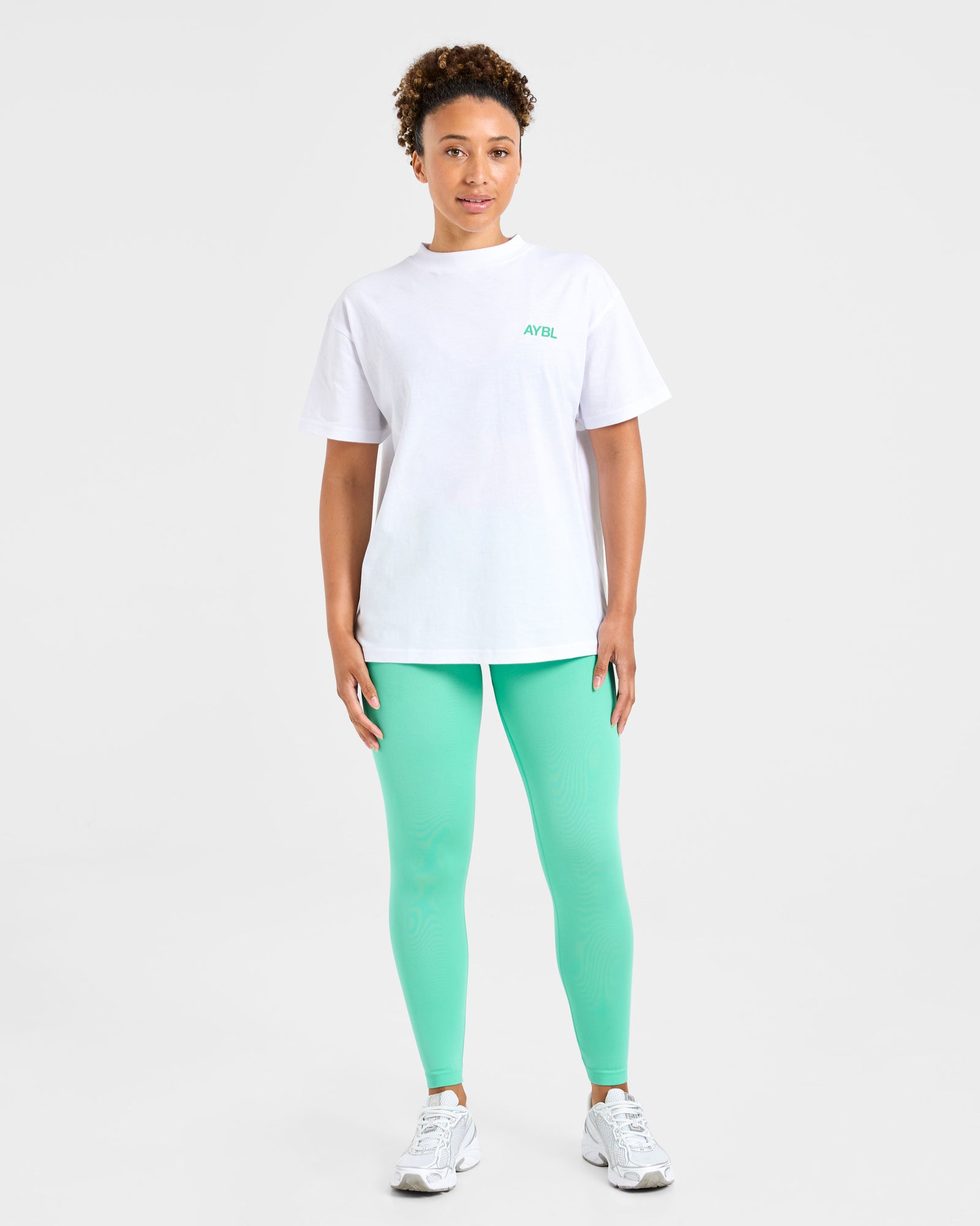 AYBL Sports Club Oversized T Shirt - White/Racing Green