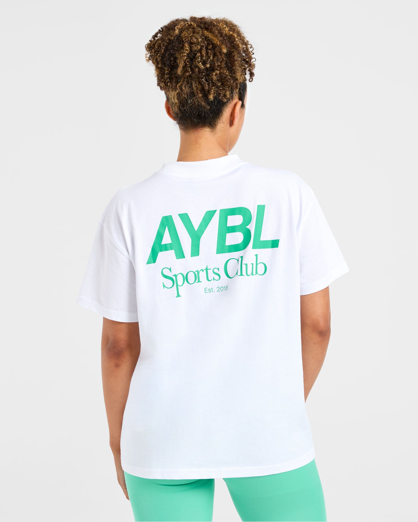 AYBL Sports Club Oversized T Shirt - White/Racing Green