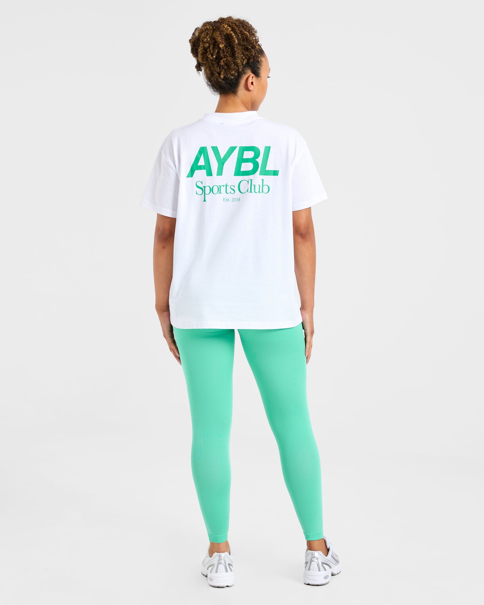 AYBL Sports Club Oversized T Shirt - White/Racing Green