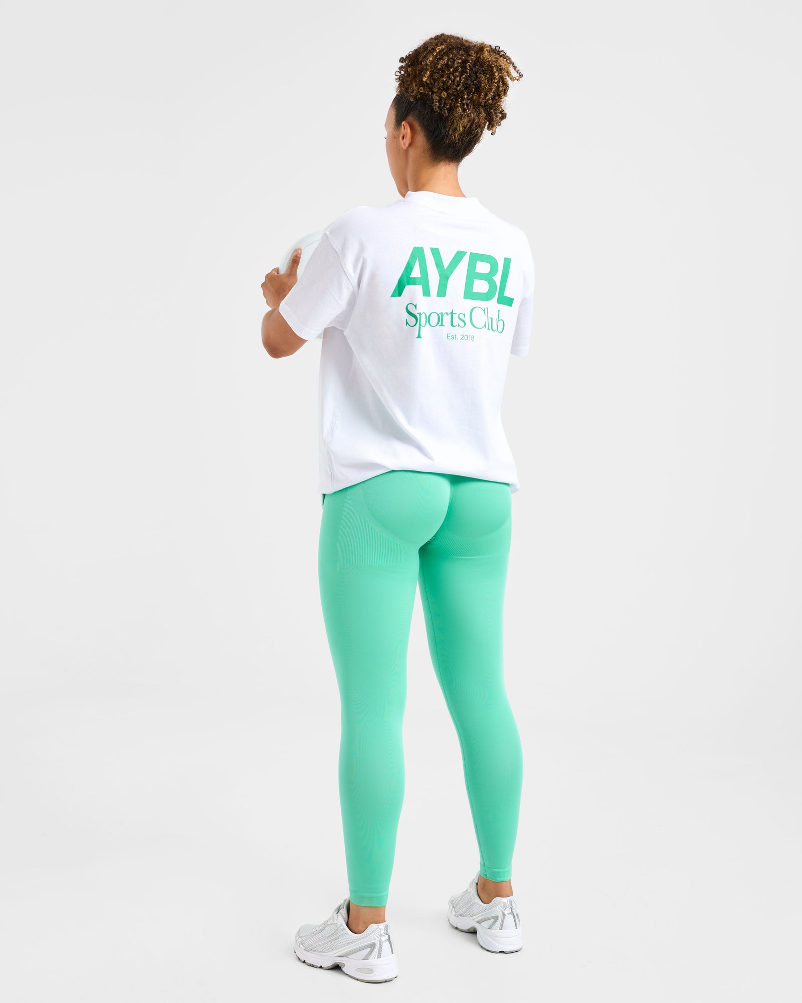 AYBL Sports Club Oversized T Shirt - White/Racing Green