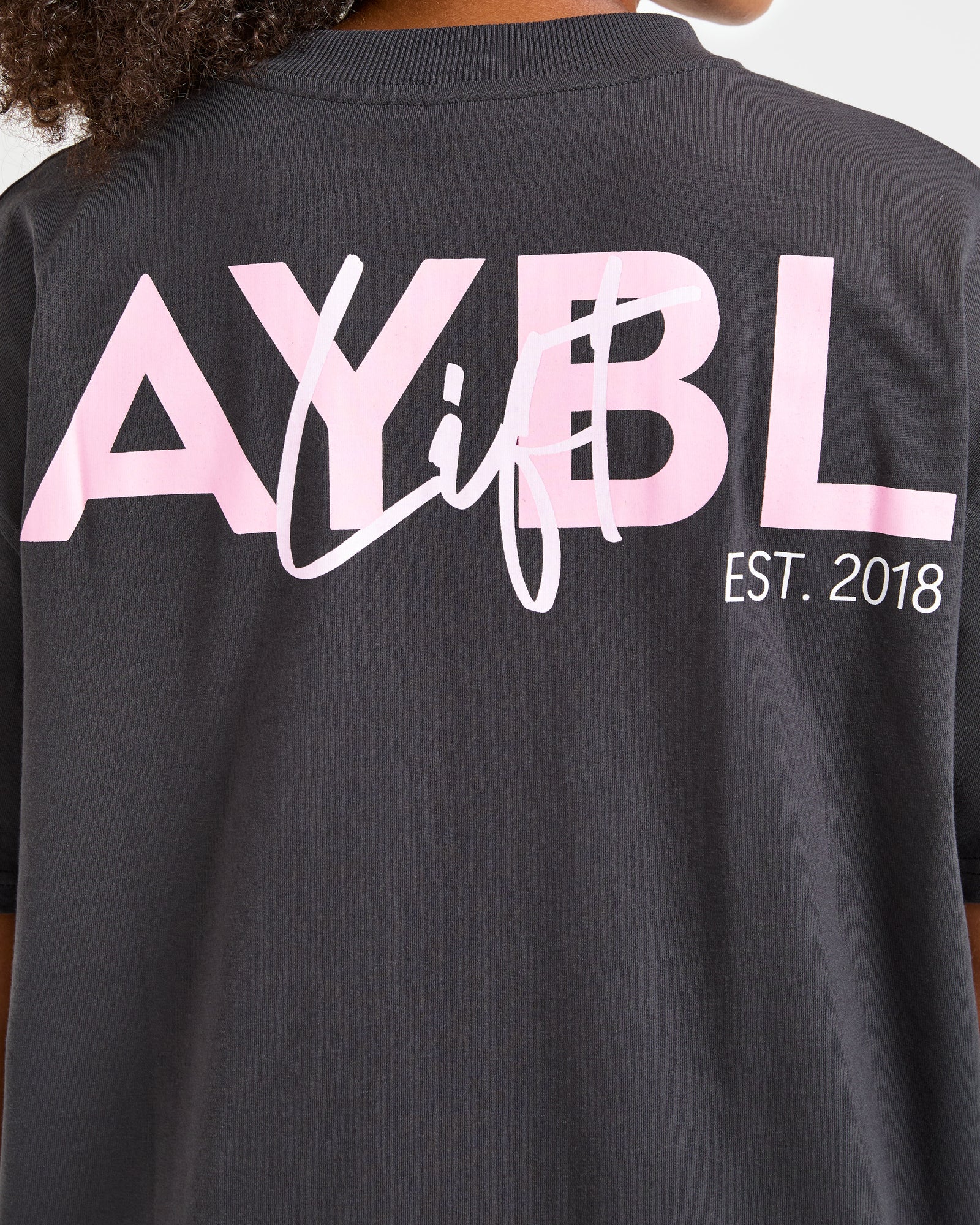 Lift Graphic Oversized T Shirt - Charcoal/Pink