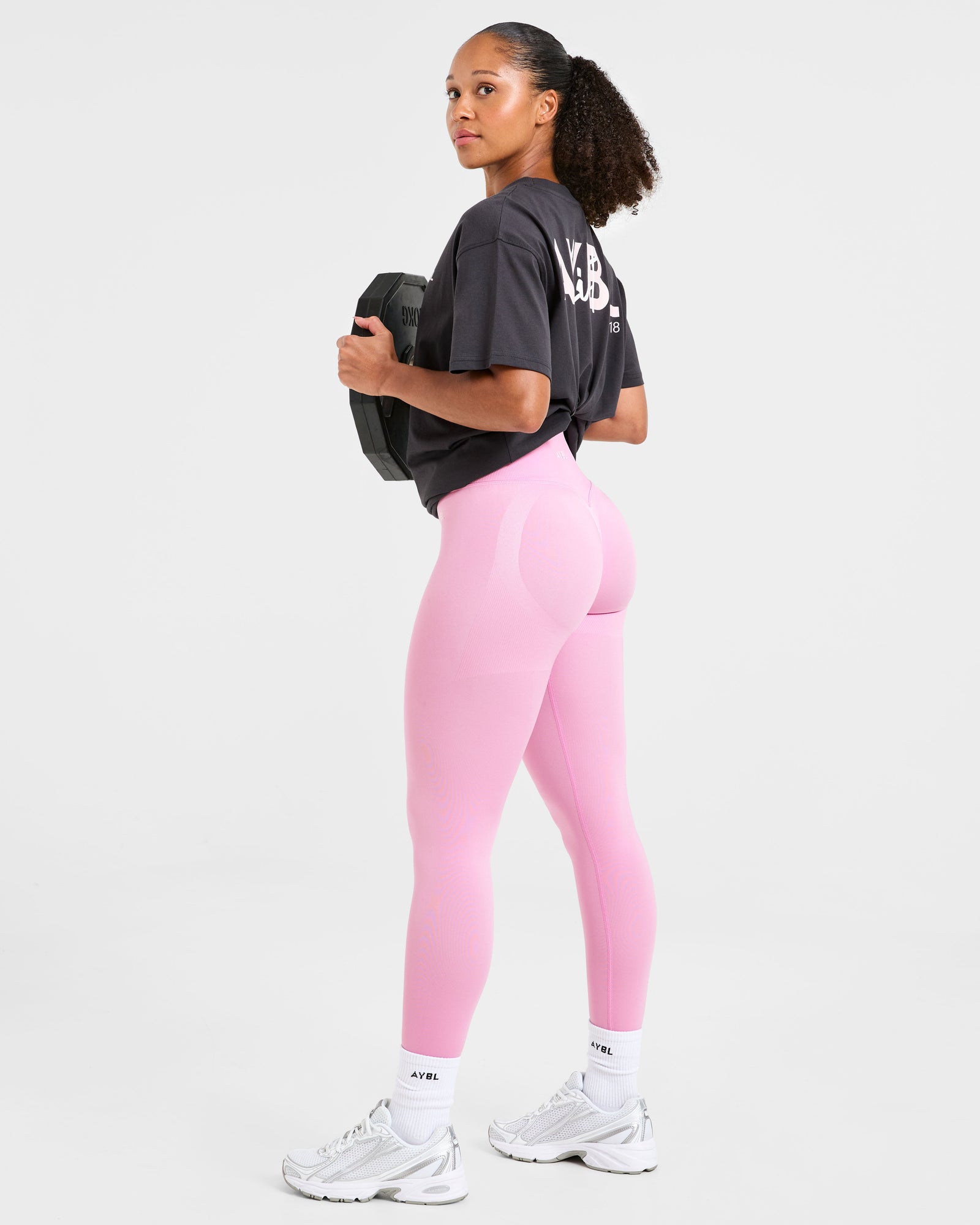 Lift Graphic Oversized T Shirt - Charcoal/Pink