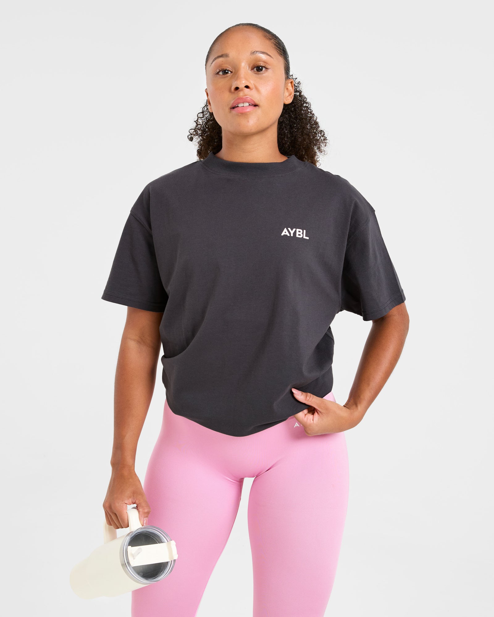 Lift Graphic Oversized T Shirt - Charcoal/Pink