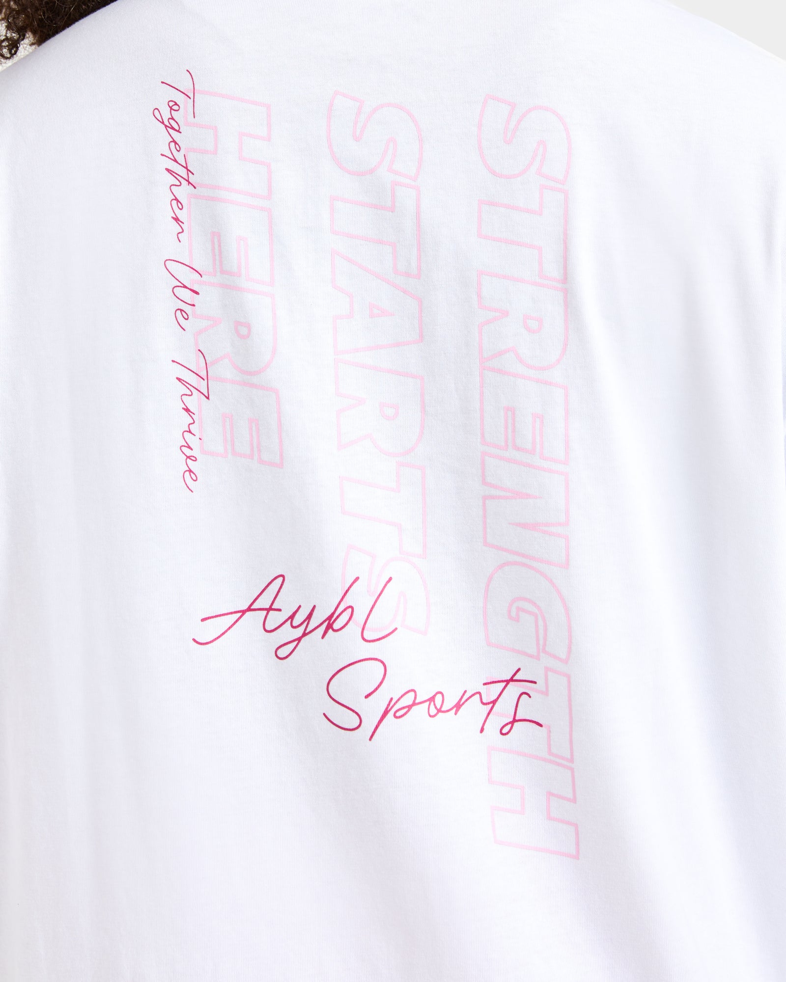 Strength Starts Here Oversized T Shirt - White/Pink