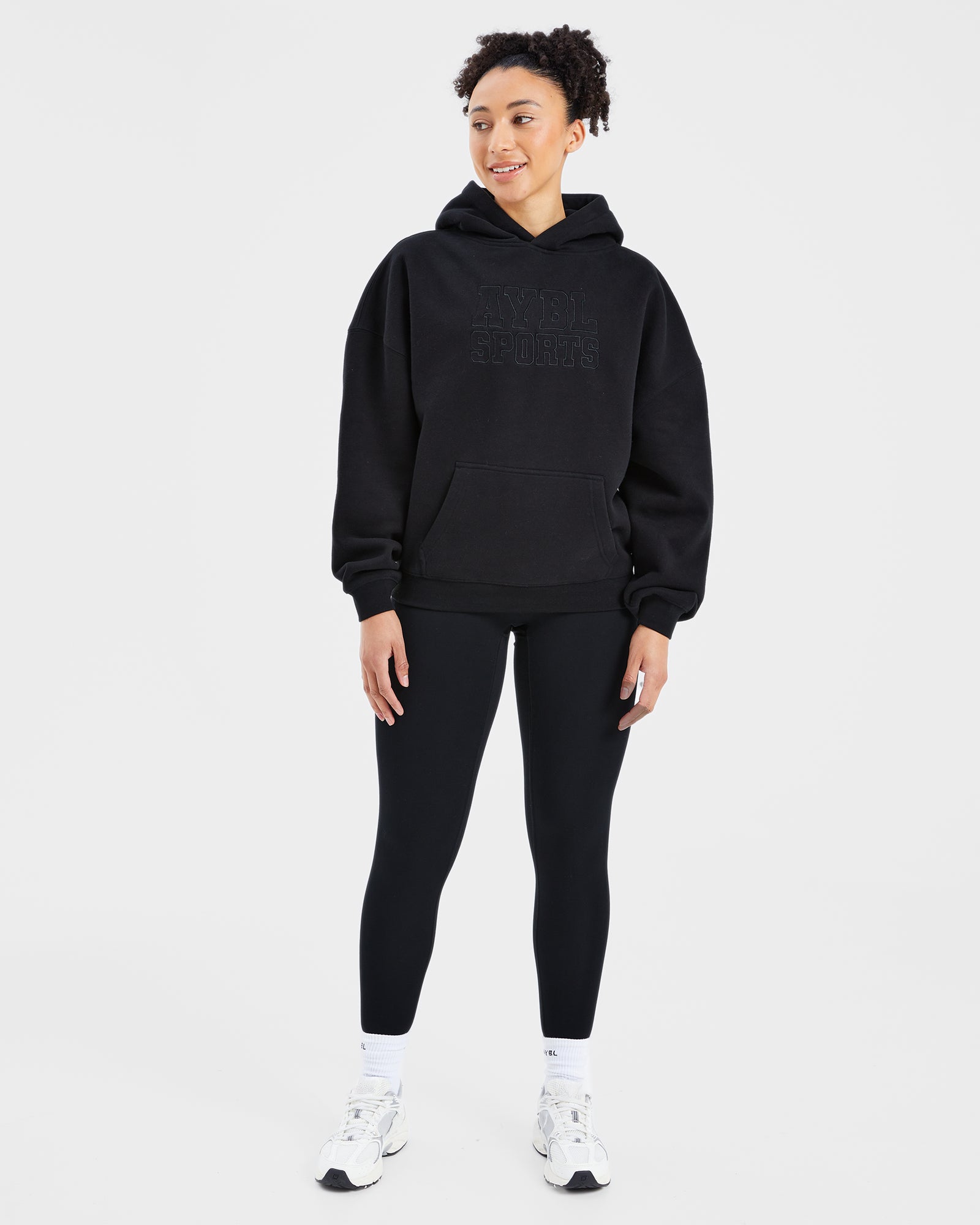 Sport Outline Oversized Hoodie - Black