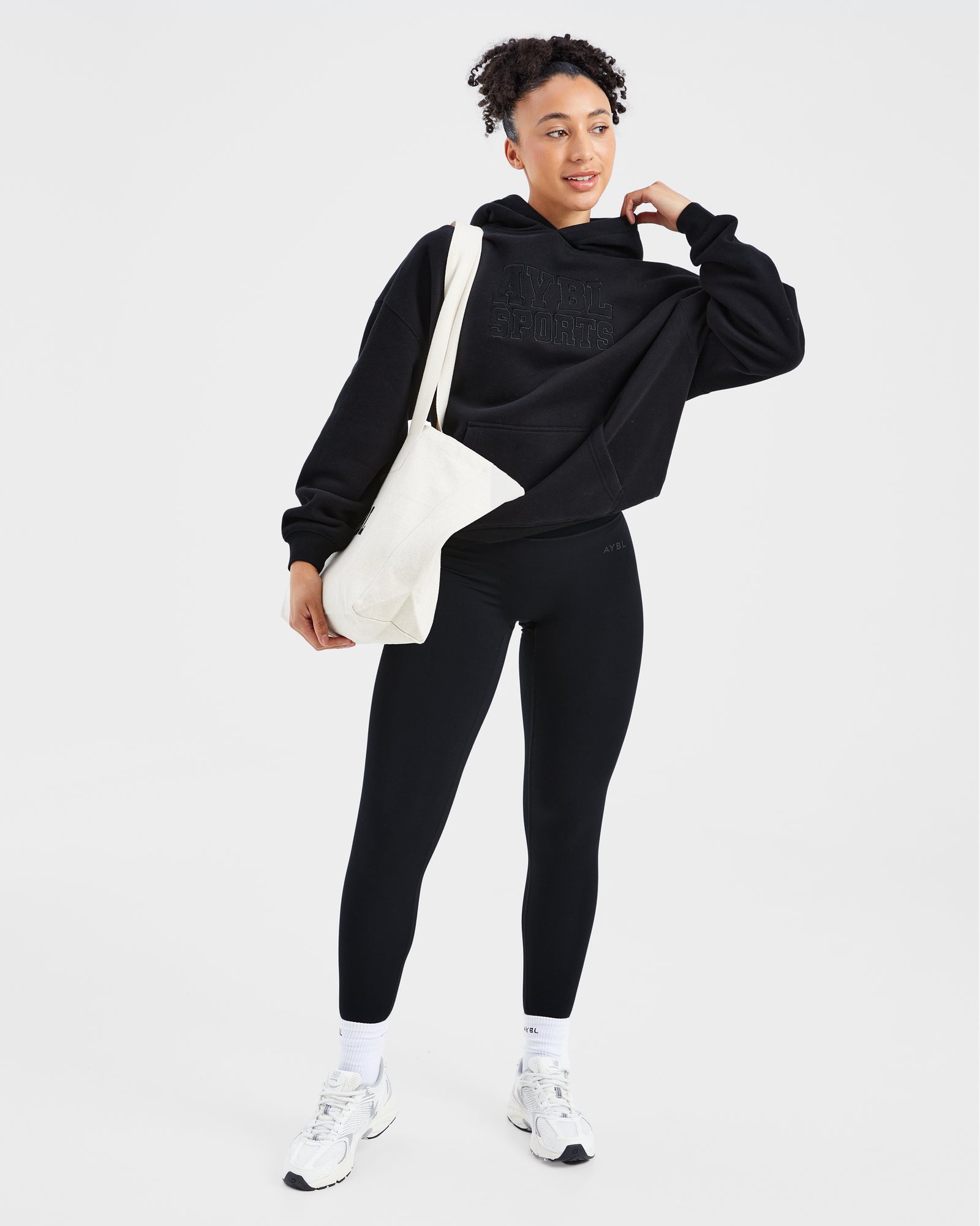 Sport Outline Oversized Hoodie - Black