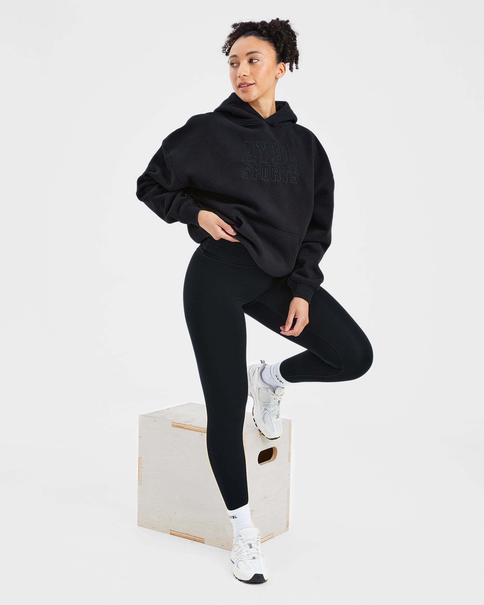 Sport Outline Oversized Hoodie - Black