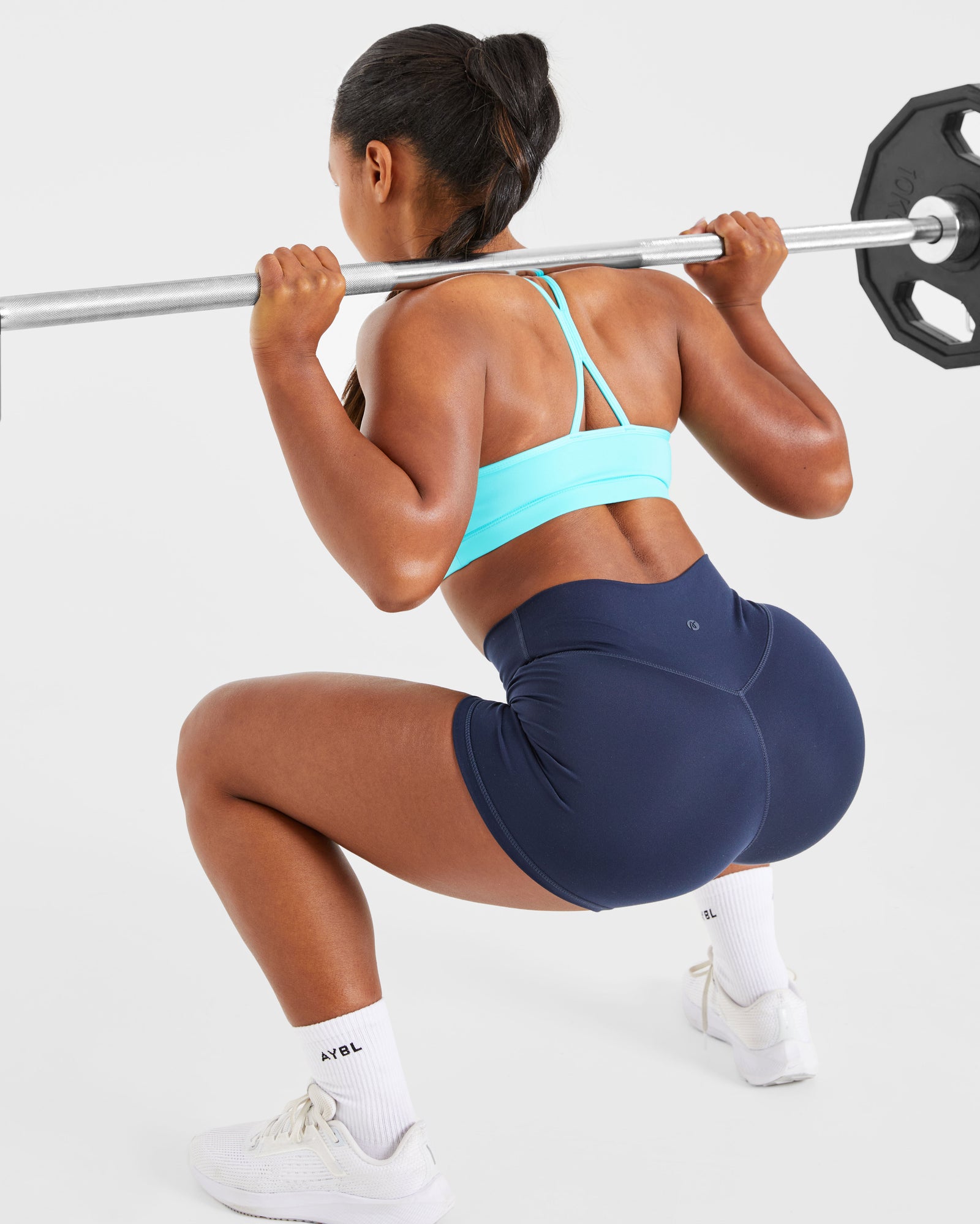 Essential Ruched Sports Bra - Aqua Blue