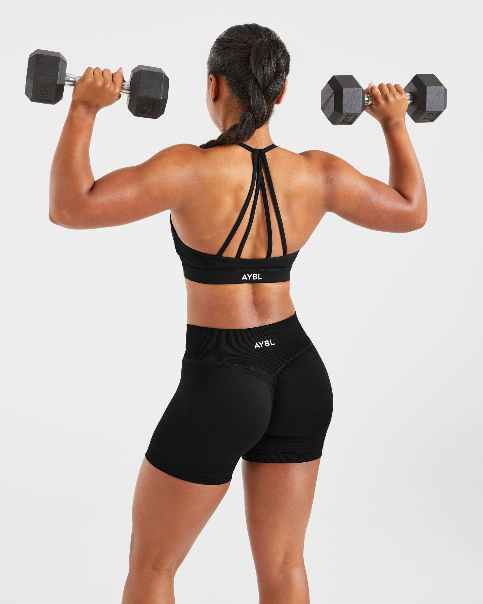 Essential V Neck Strappy Sports Bra - Black