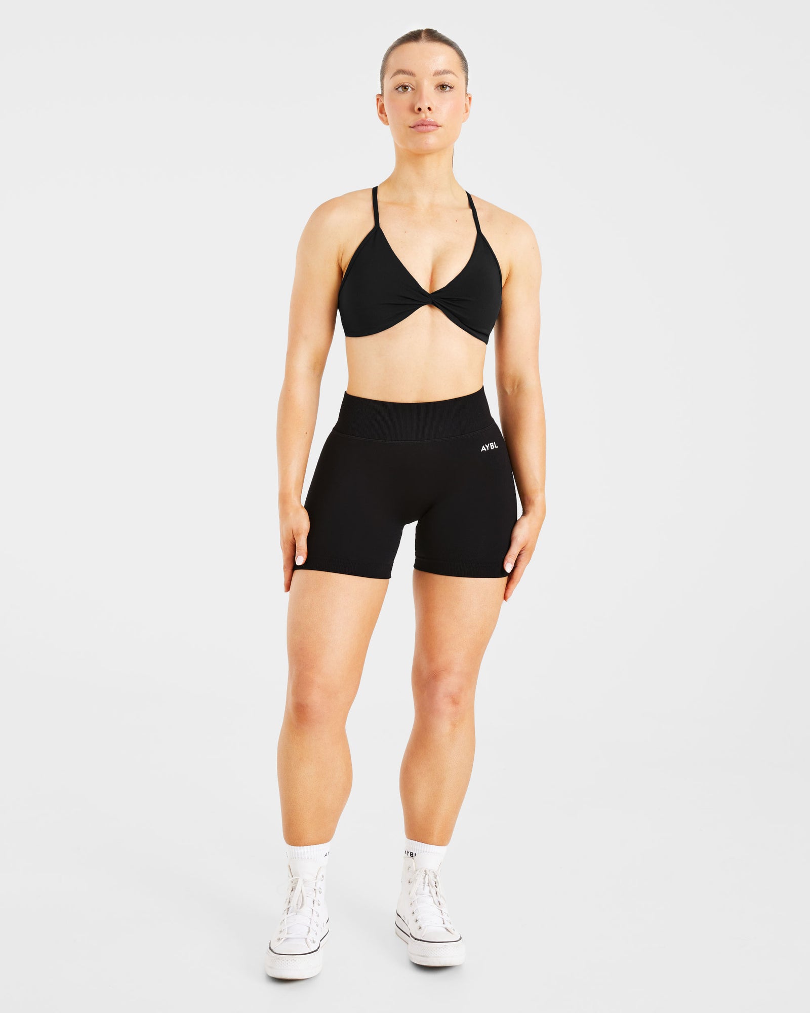 Essential Twist Crossback Sports Bra - Black