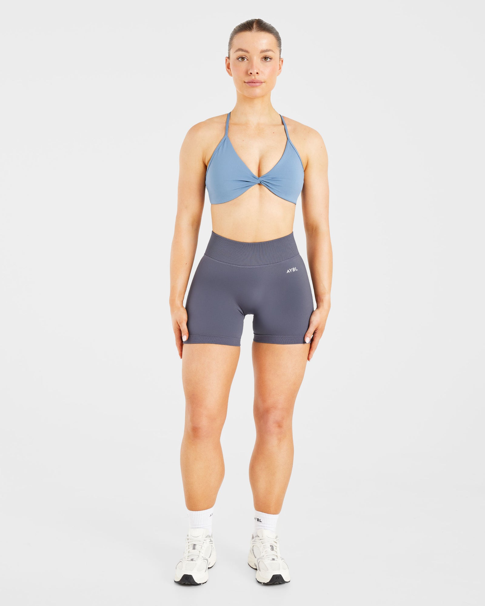 Essential Twist Crossback Sports Bra - Slate Blue