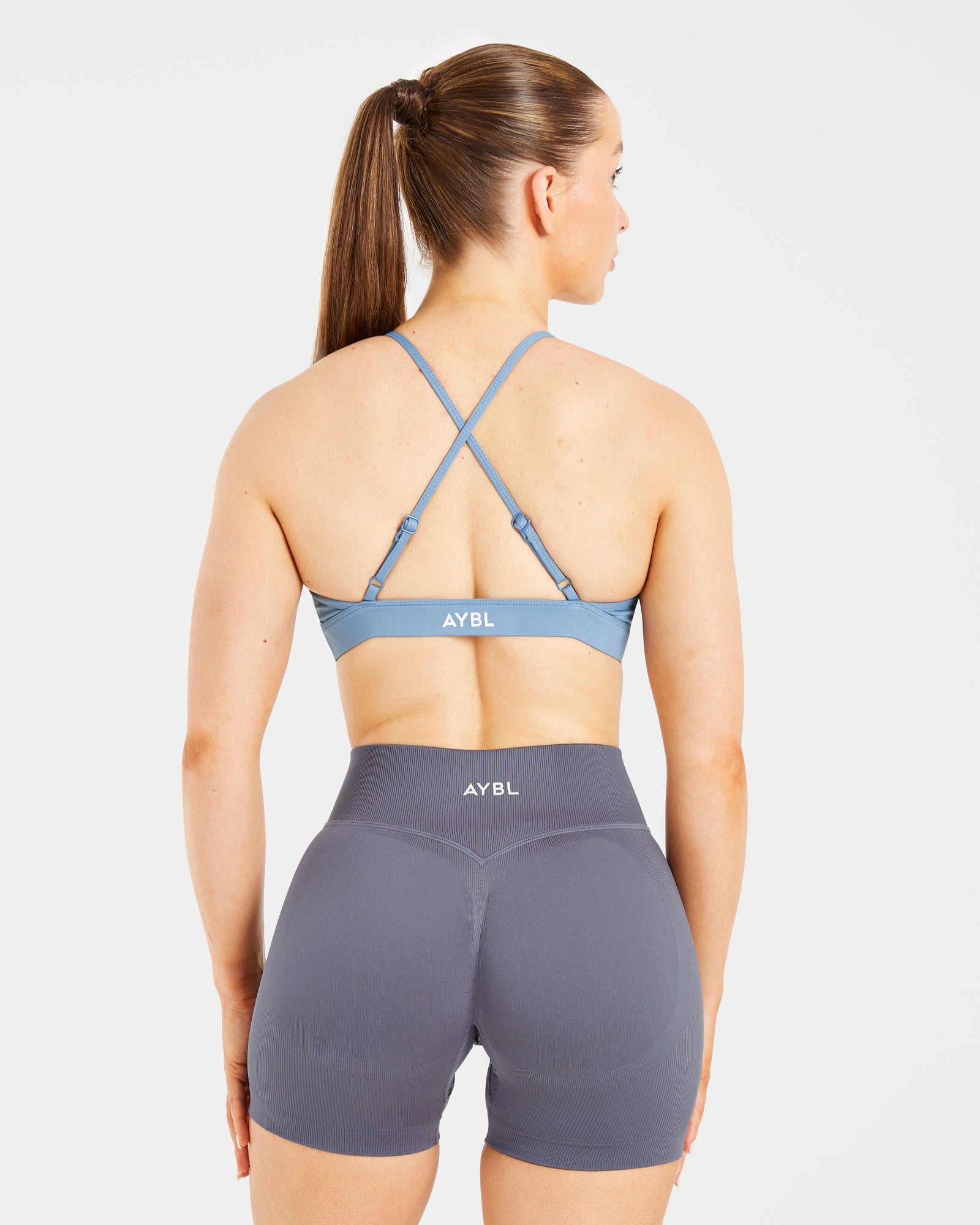 Essential Twist Crossback Sports Bra - Slate Blue