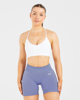 Essential V Neck Strappy Sports Bra - White