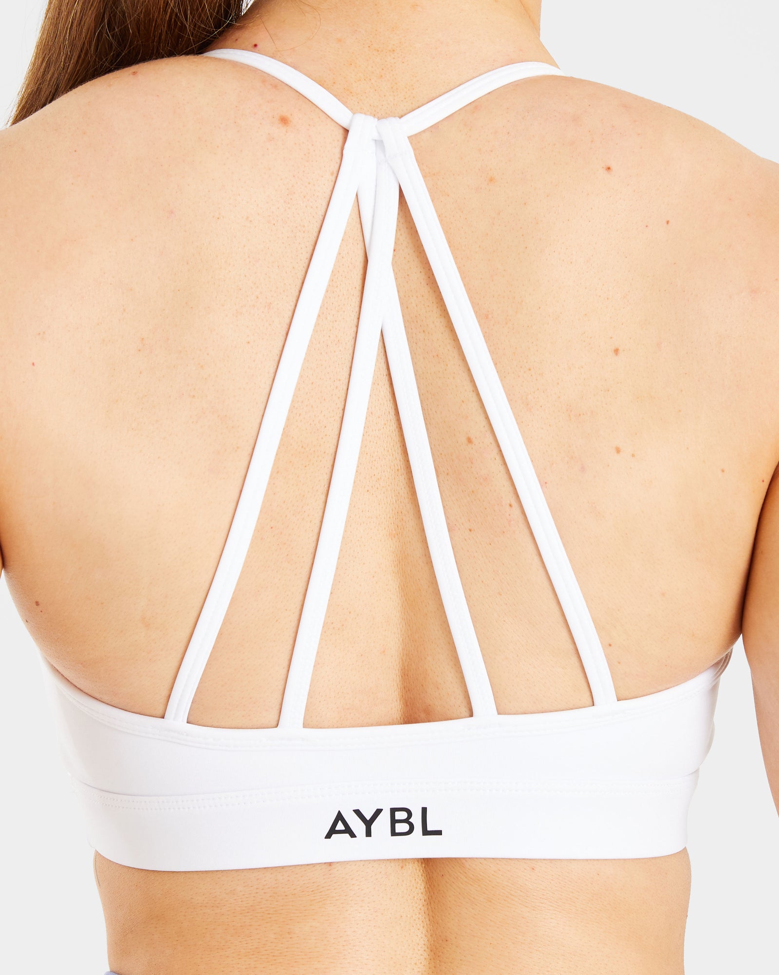 Essential V Neck Strappy Sports Bra - White