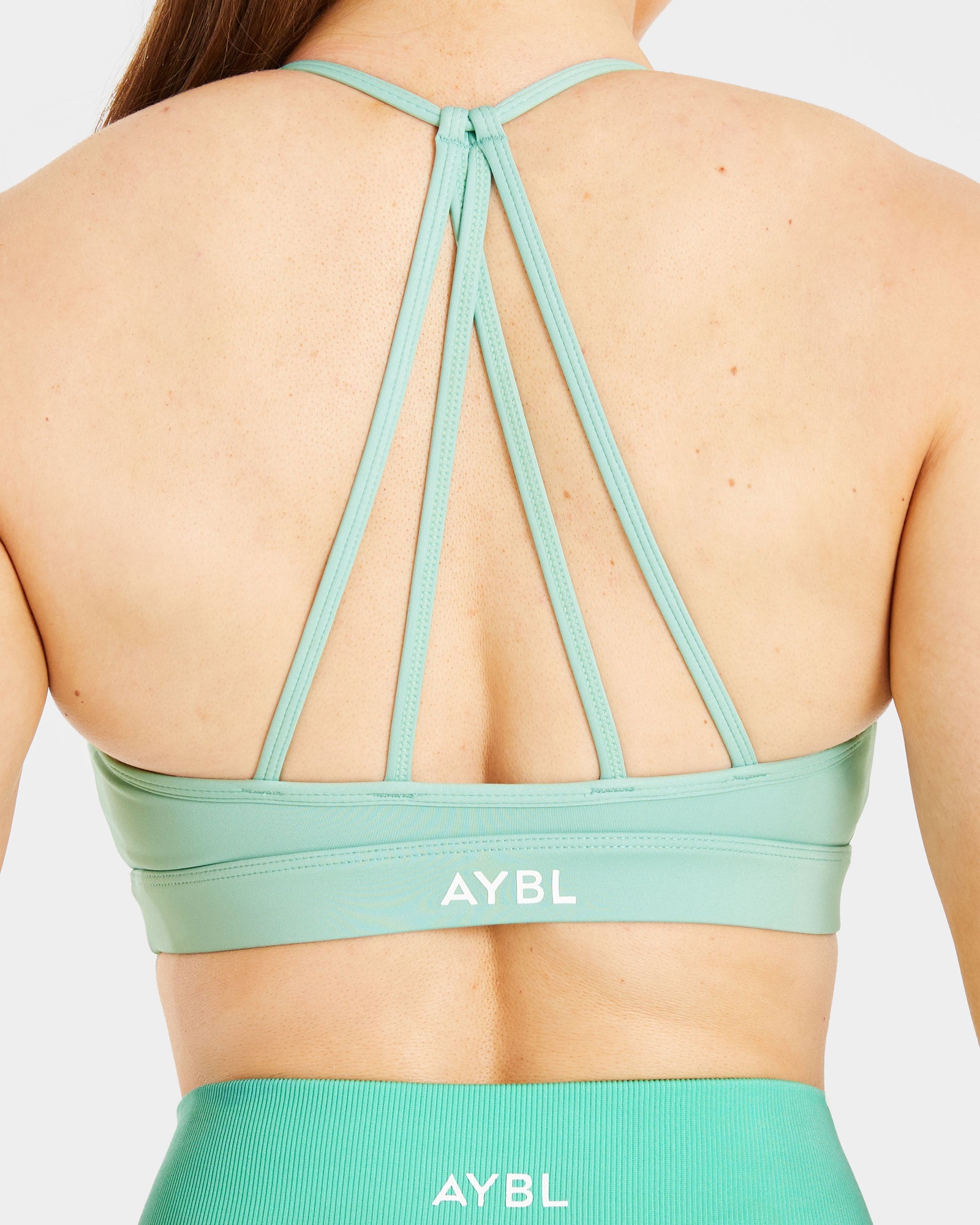 Essential V Neck Strappy Sports Bra - Light Sage