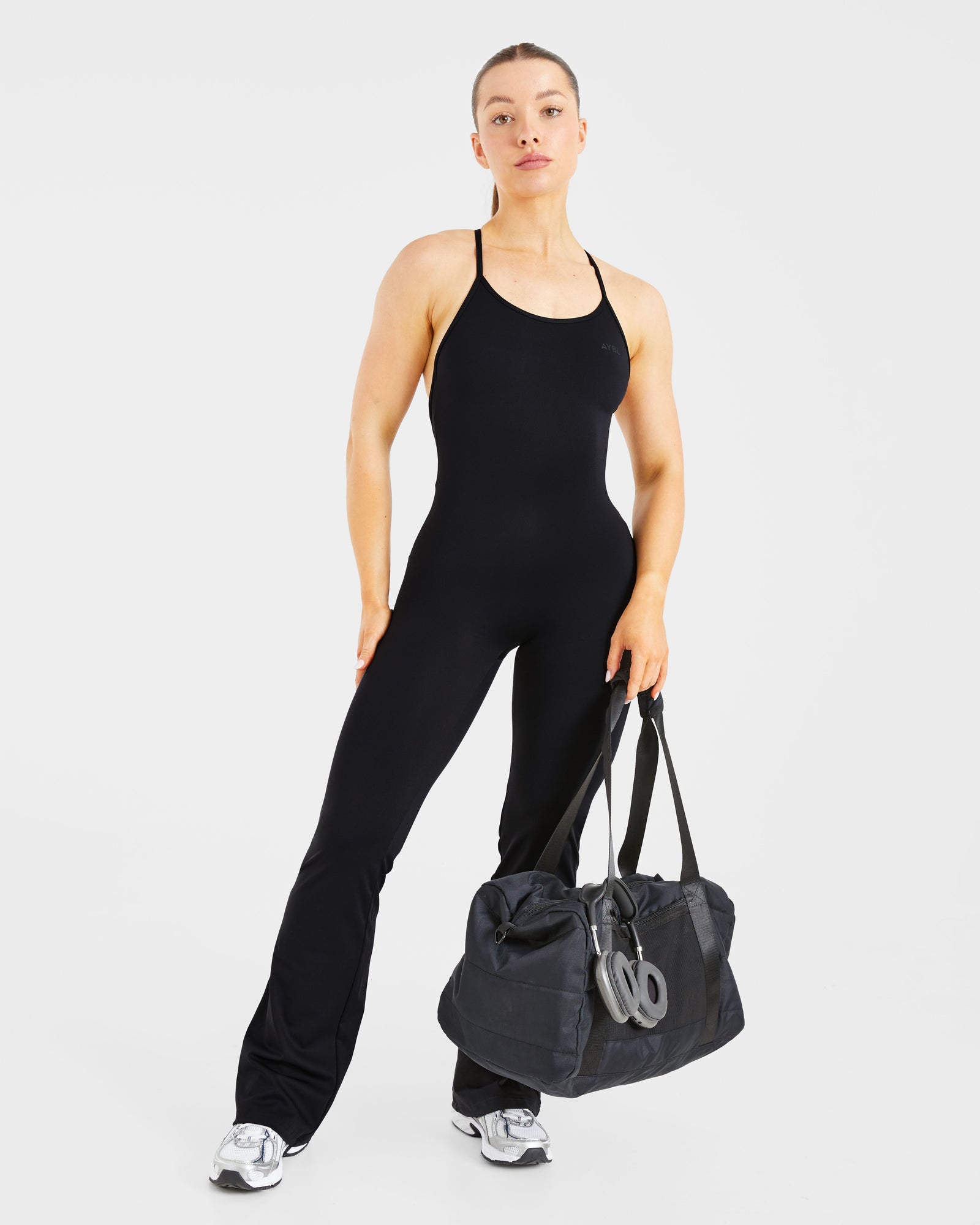 Sculpt Backless Flared All In One - Black