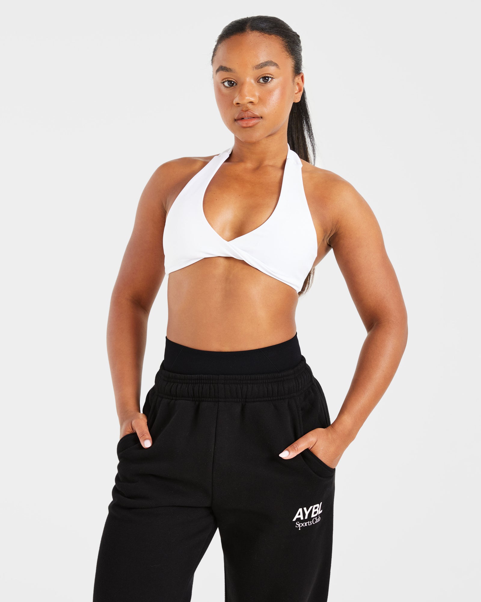 Essential Halterneck Sports Bra - White