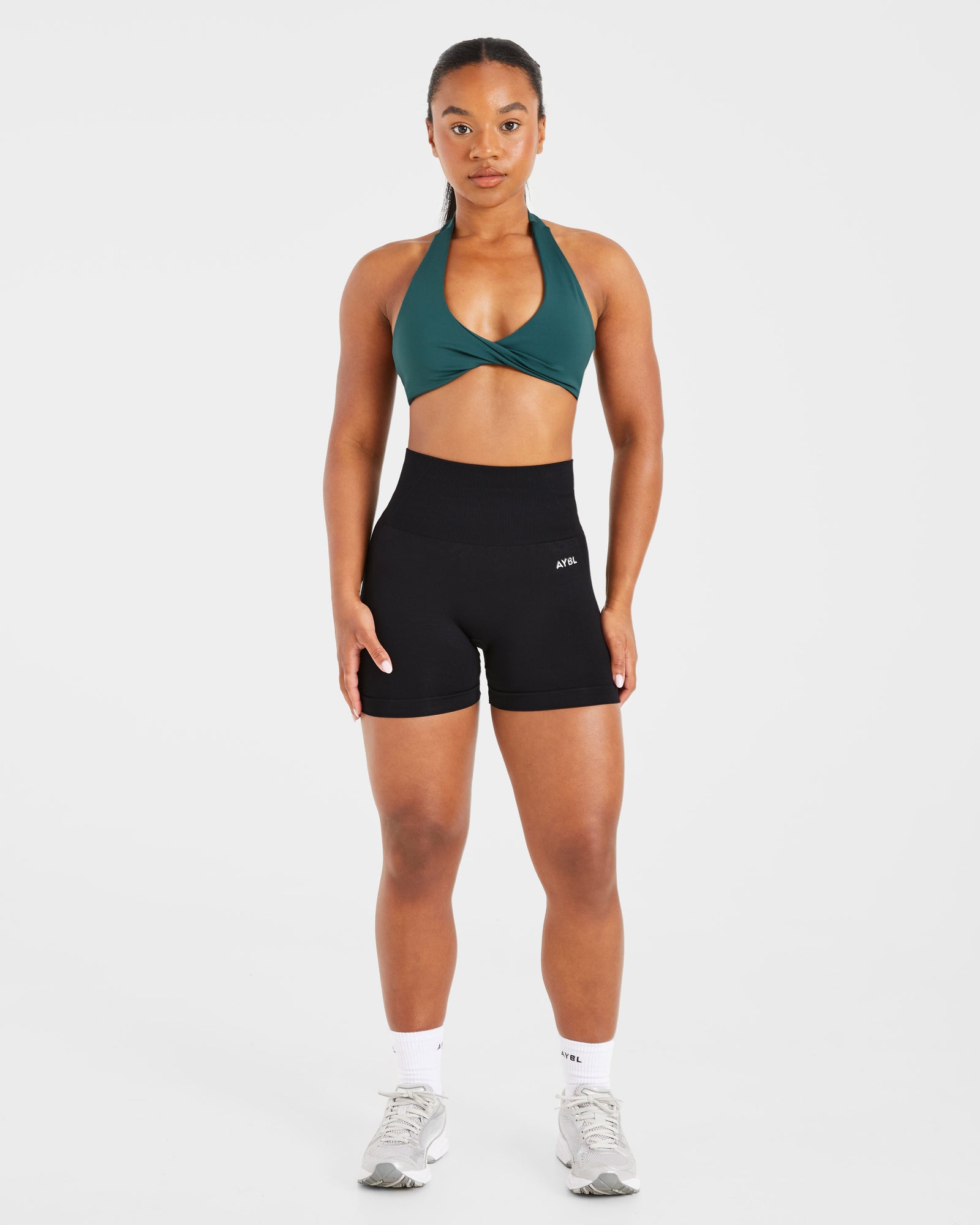 Essential Halterneck Sports Bra - Deep Green