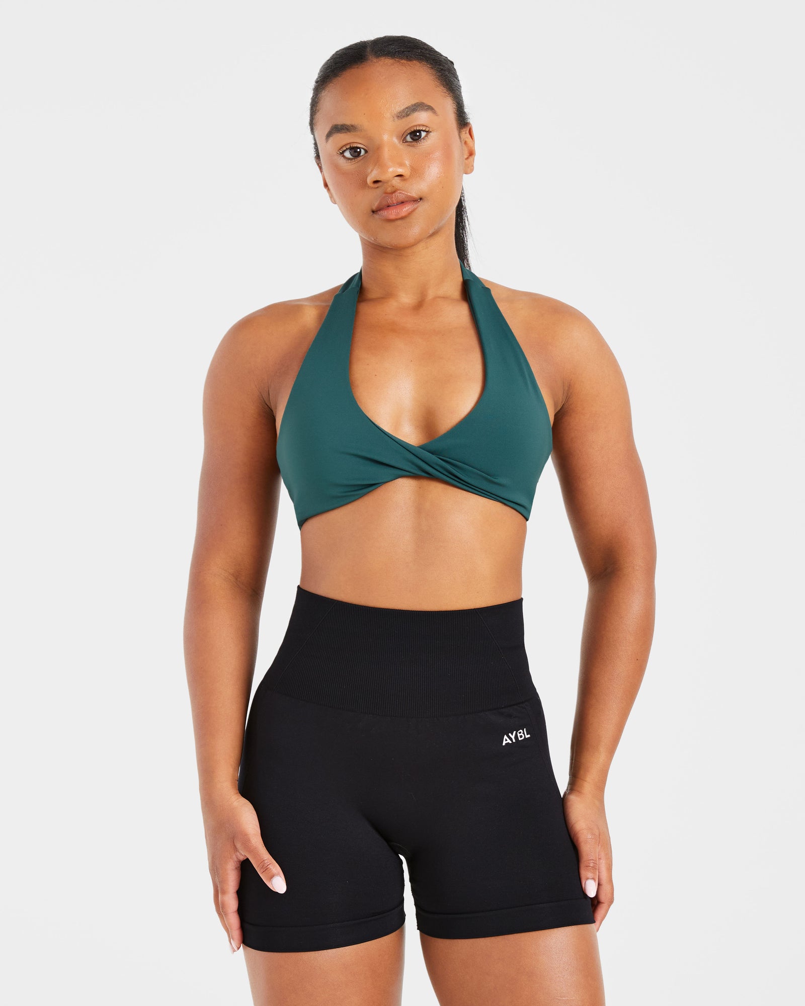 Essential Halterneck Sports Bra - Deep Green