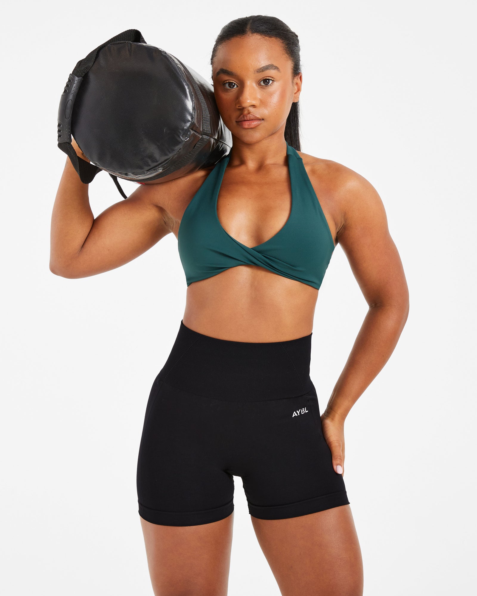 Essential Halterneck Sports Bra - Deep Green