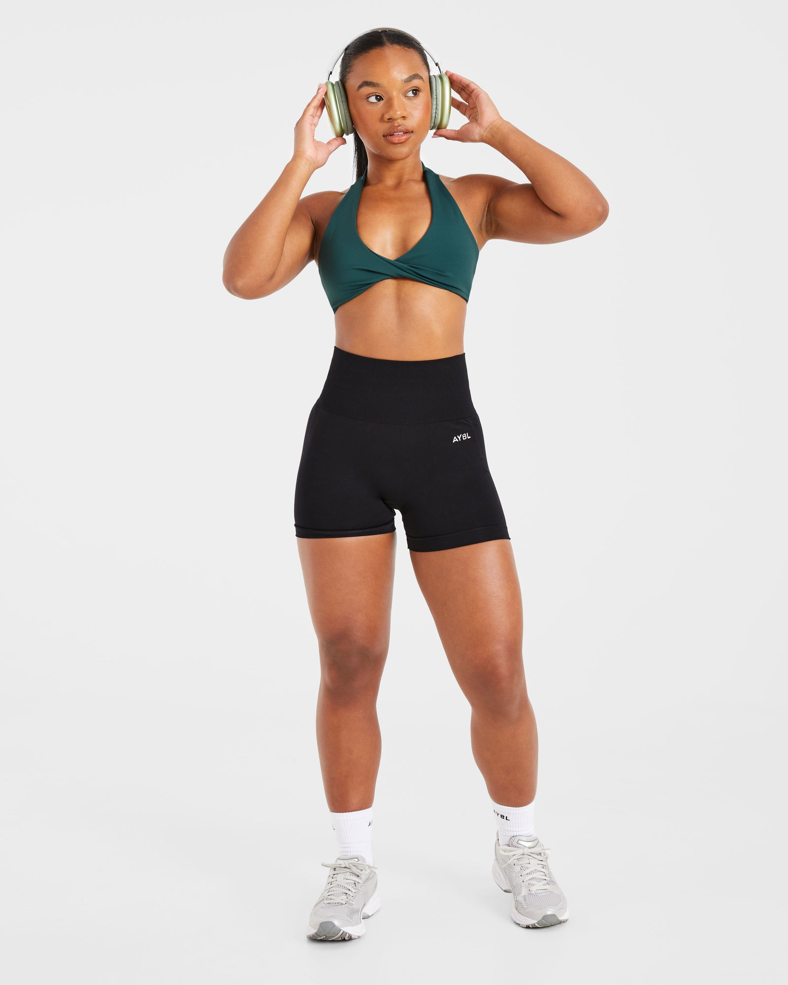 Essential Halterneck Sports Bra - Deep Green