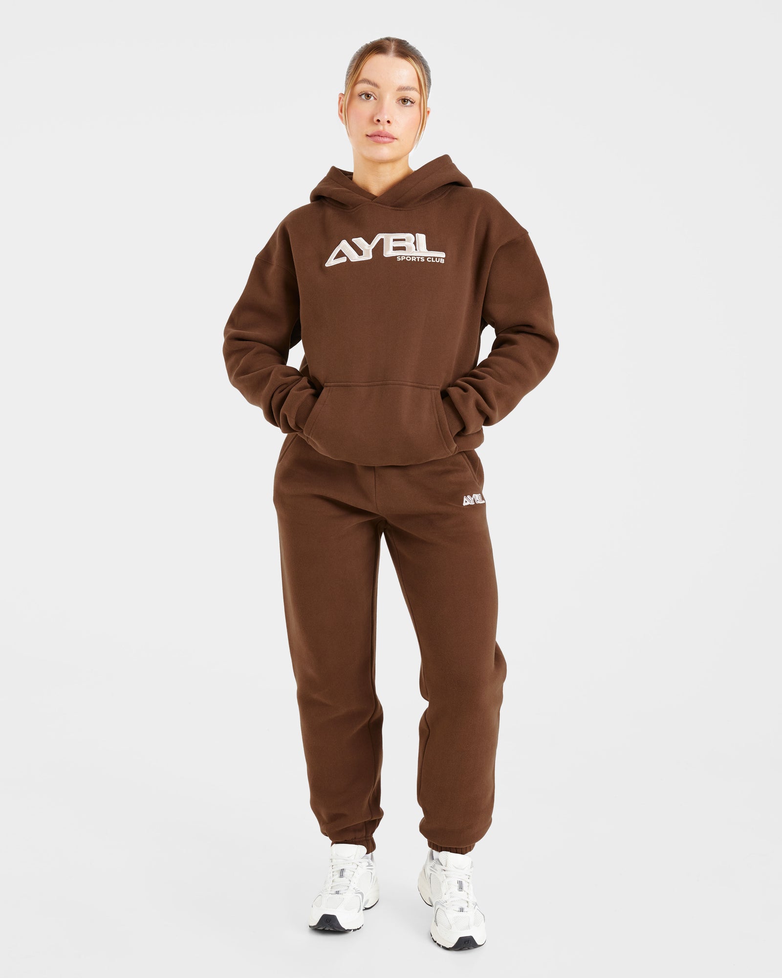 Retro Embroidered Oversized Joggers - Brown