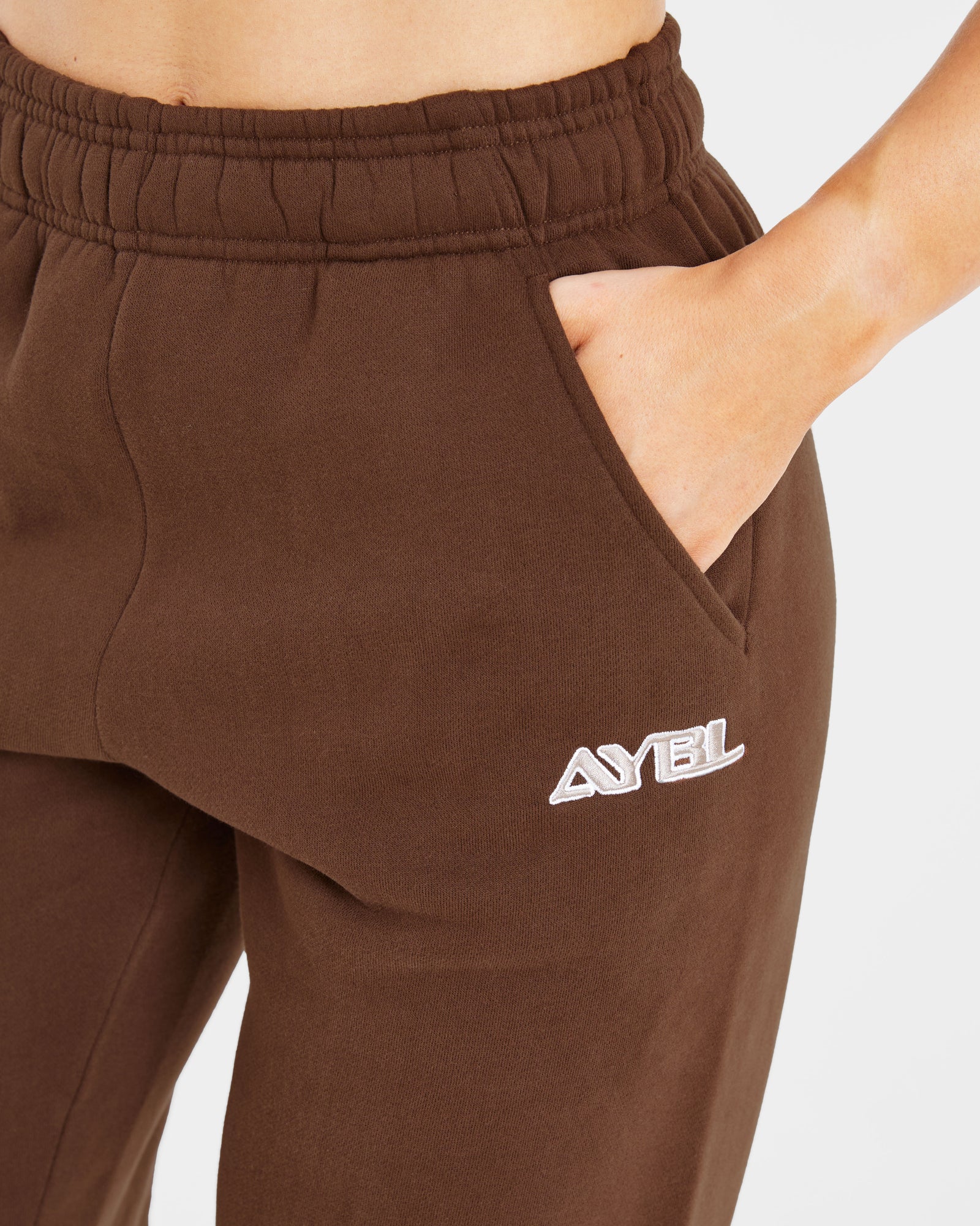 Retro Embroidered Oversized Joggers - Brown