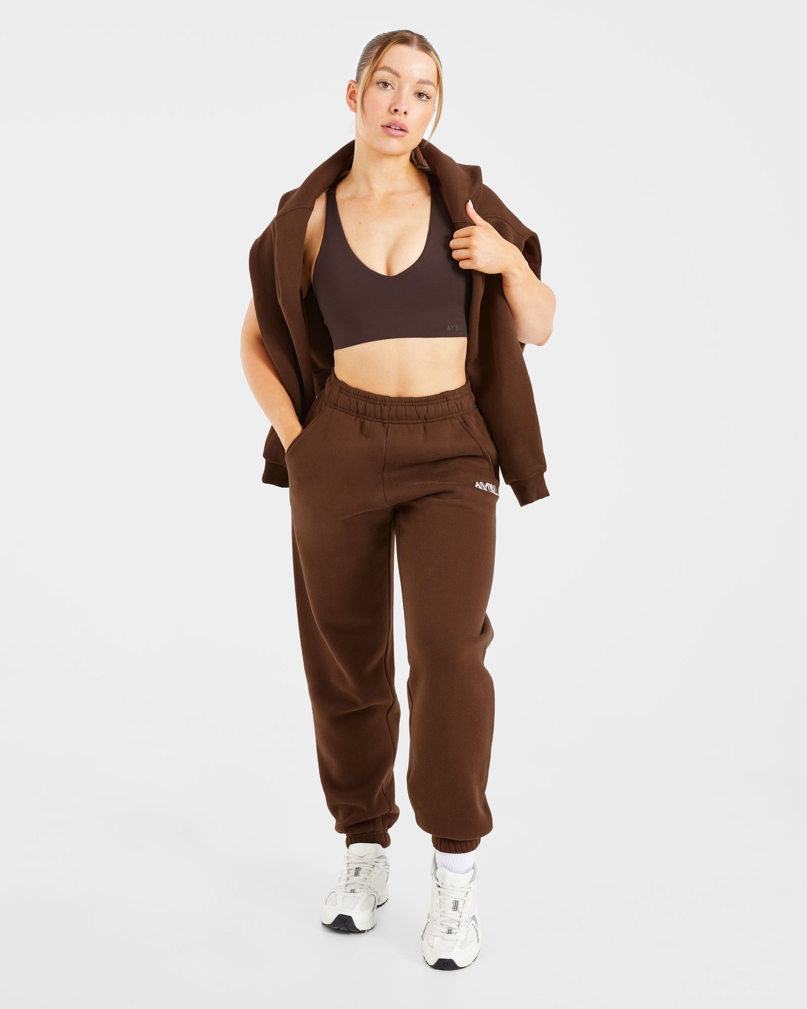 Retro Embroidered Oversized Joggers - Brown
