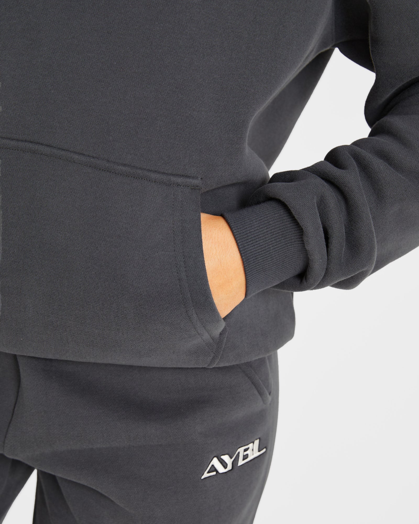 Retro Embroidered Oversized Hoodie - Charcoal