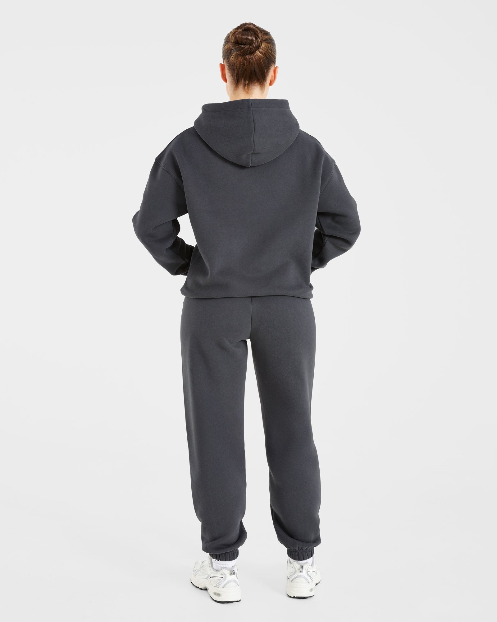 Retro Embroidered Oversized Hoodie - Charcoal