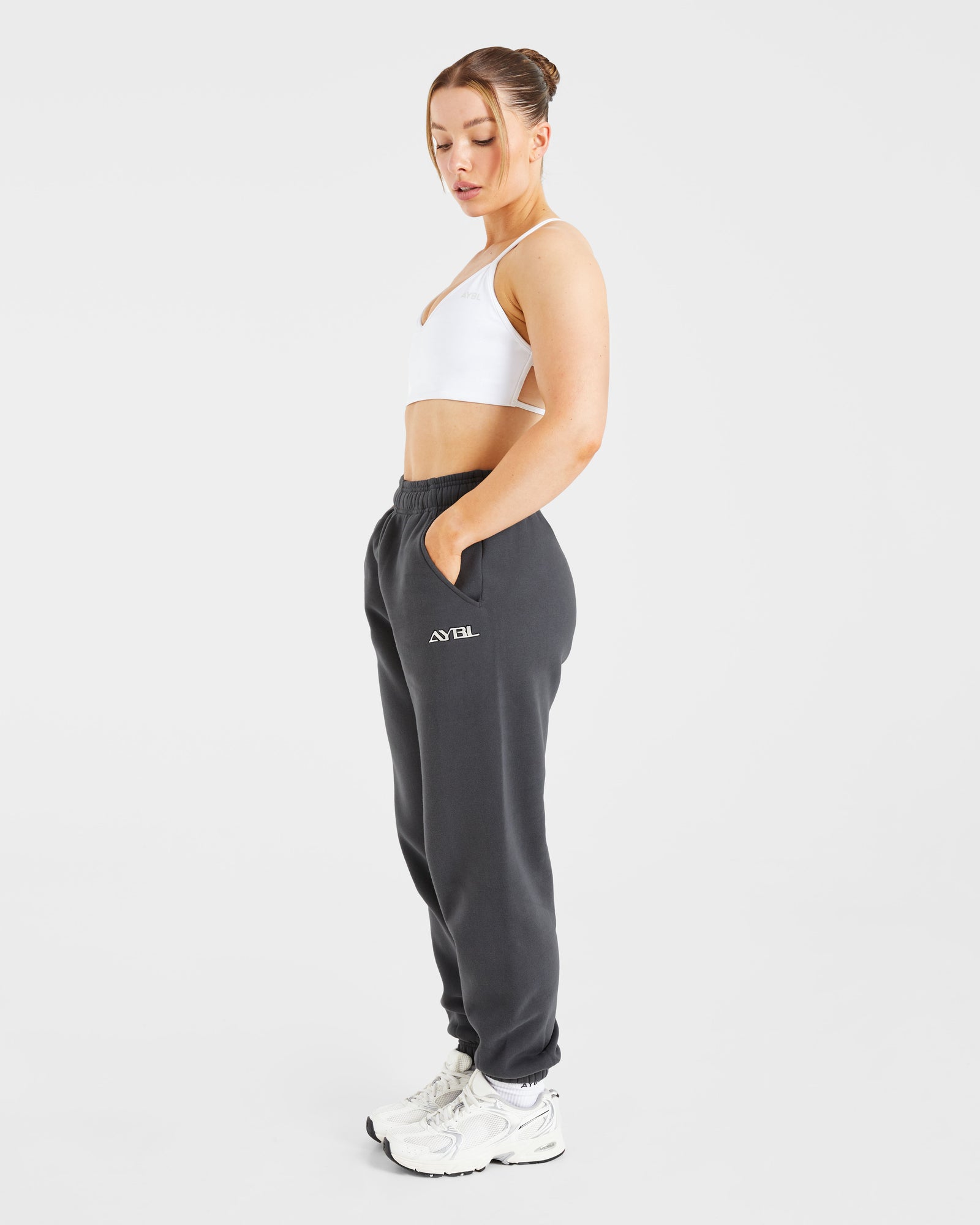 Retro Embroidered Oversized Joggers - Charcoal
