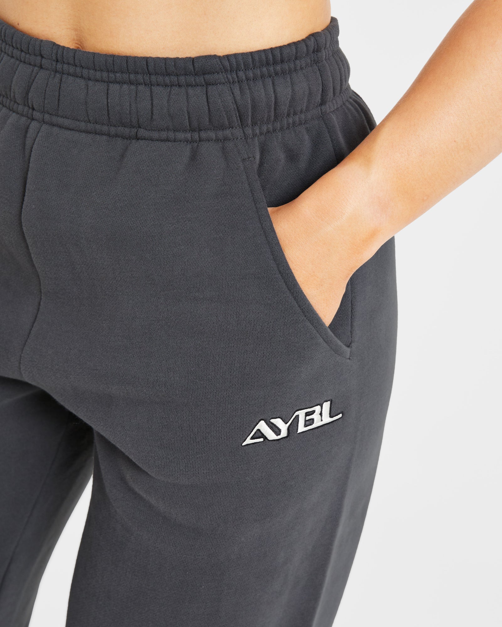 Retro Embroidered Oversized Joggers - Charcoal