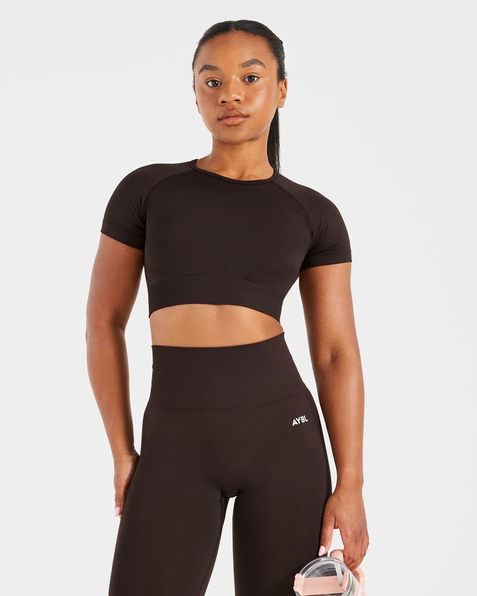 Empower Seamless Crop Top - Cocoa Brown