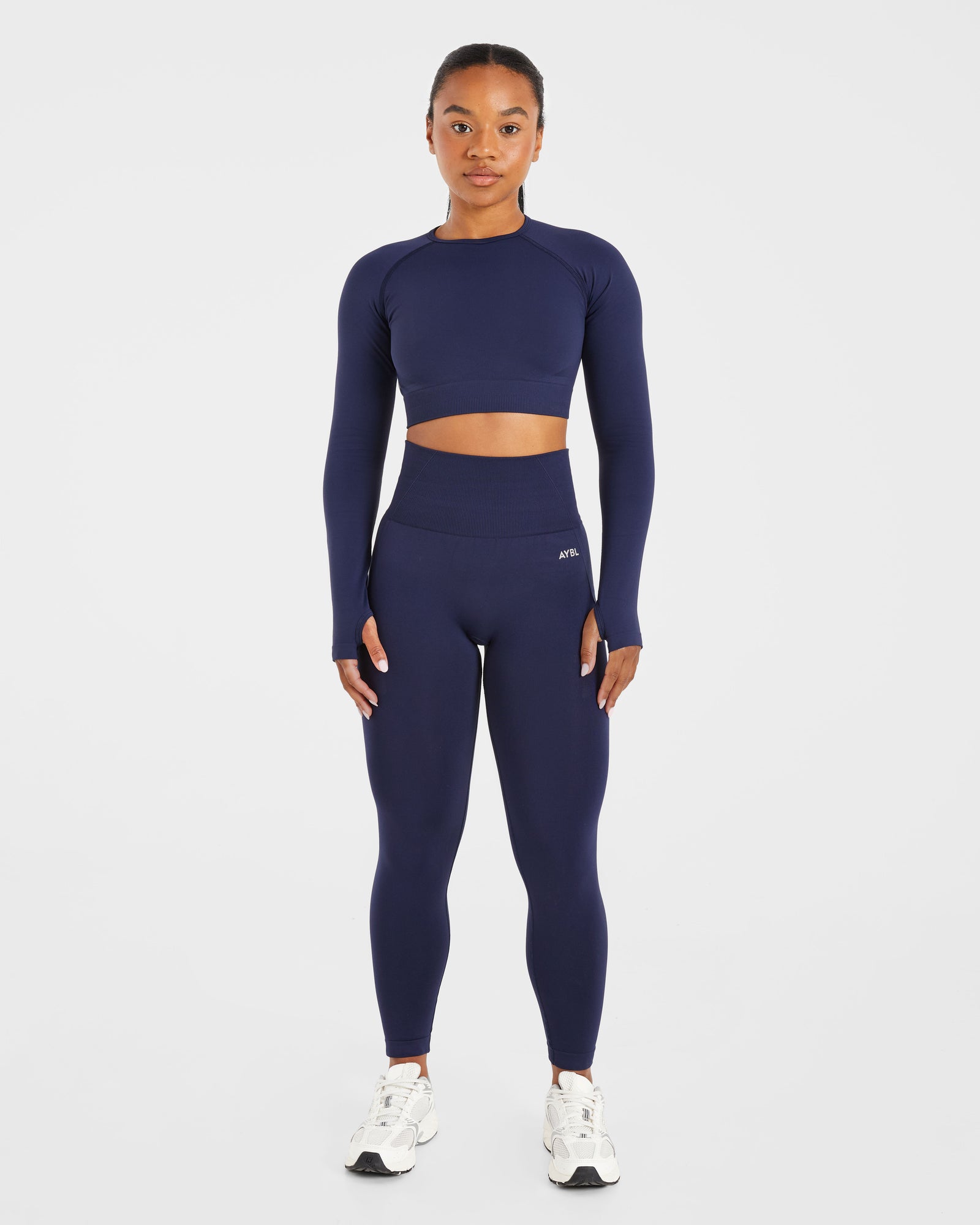 Empower Seamless Long Sleeve Crop Top - Navy