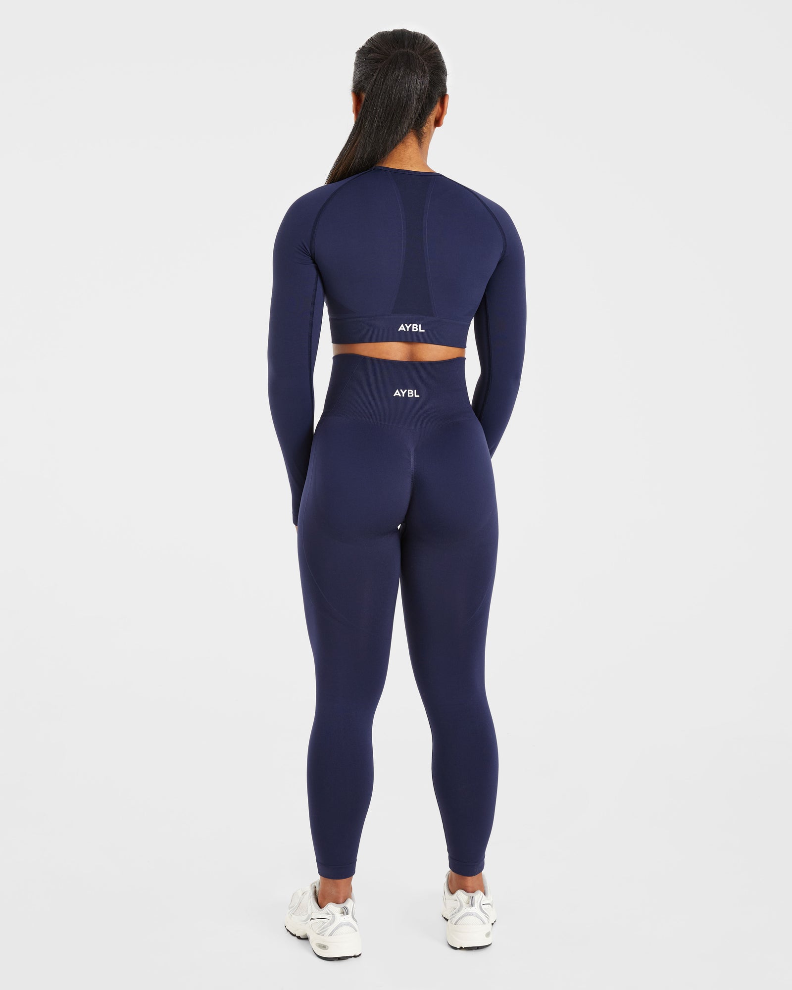Empower Seamless Long Sleeve Crop Top - Navy