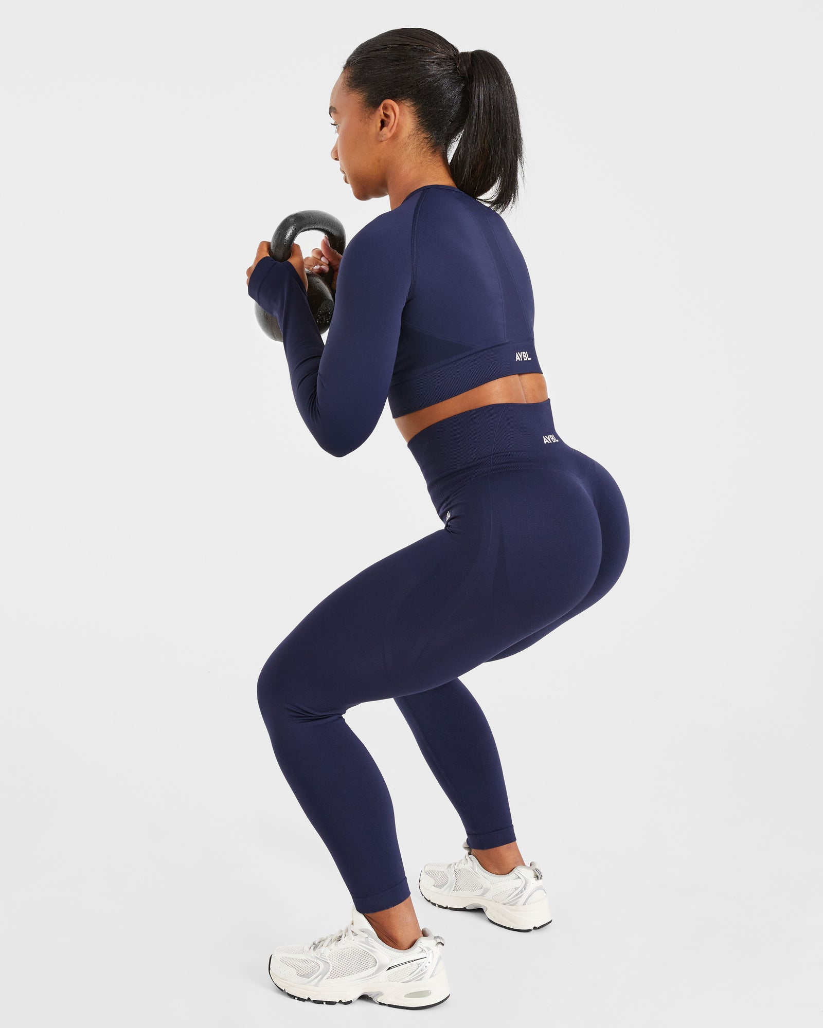 Empower Seamless Long Sleeve Crop Top - Navy