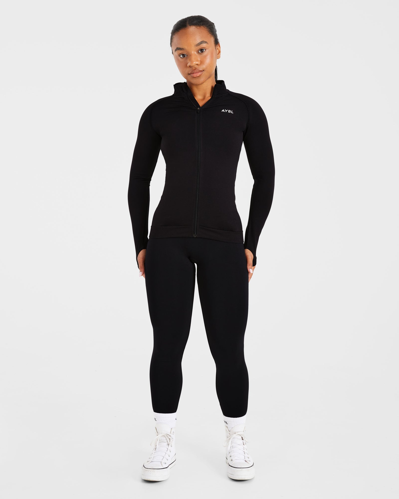 Essential Seamless Zip Jacket - Black