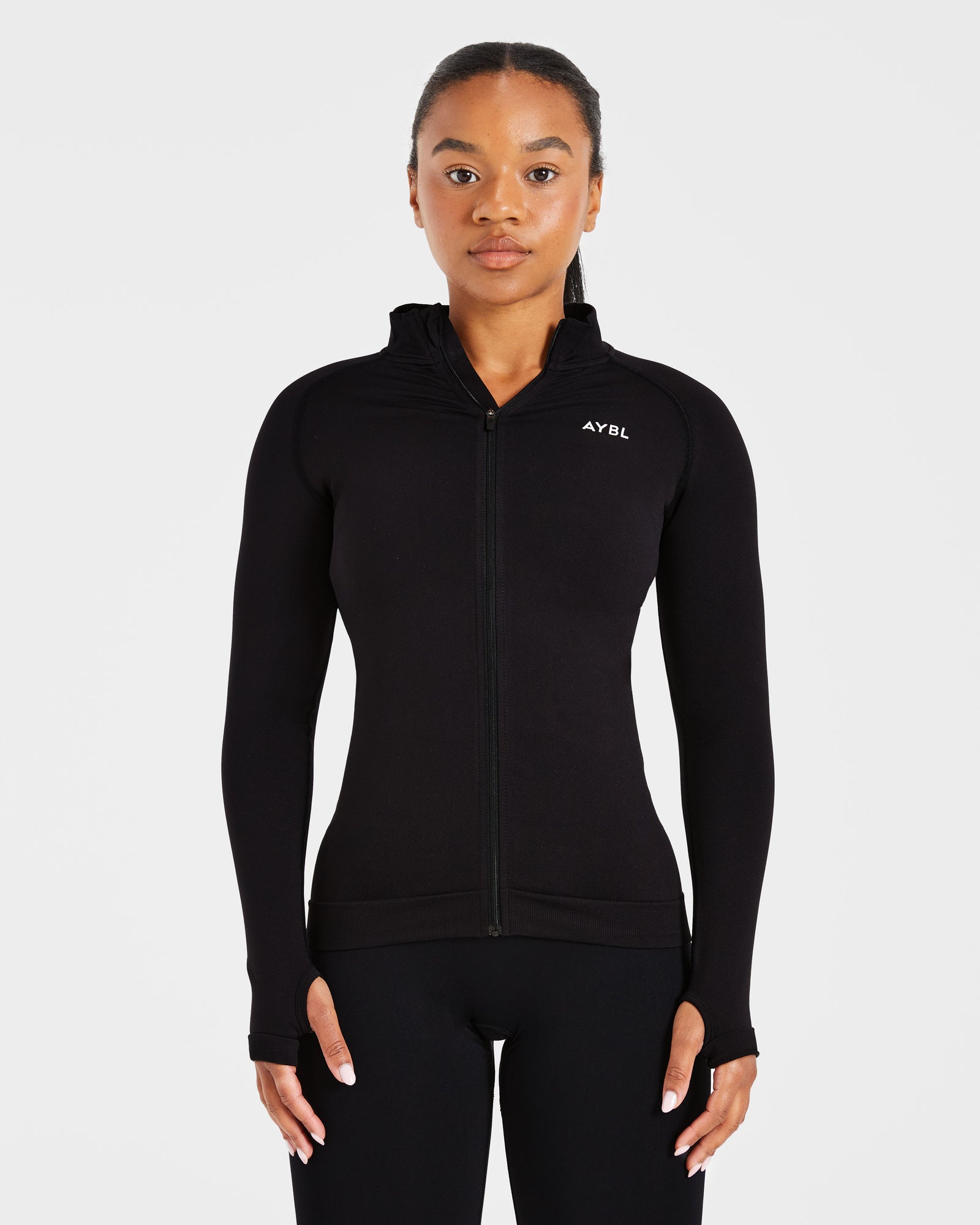 Essential Seamless Zip Jacket - Black