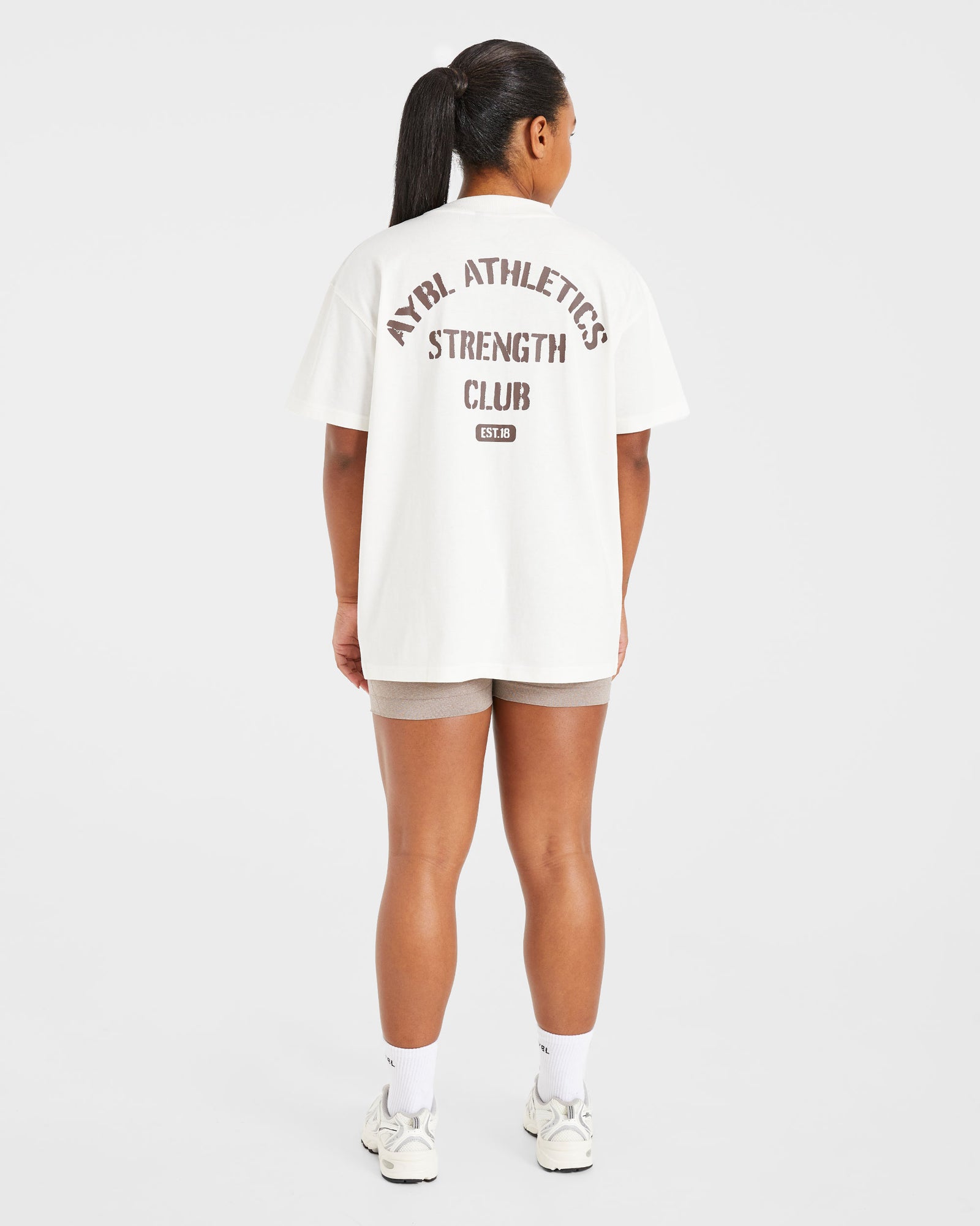 Athletics Strength Club Oversized T Shirt - Off White/Brown