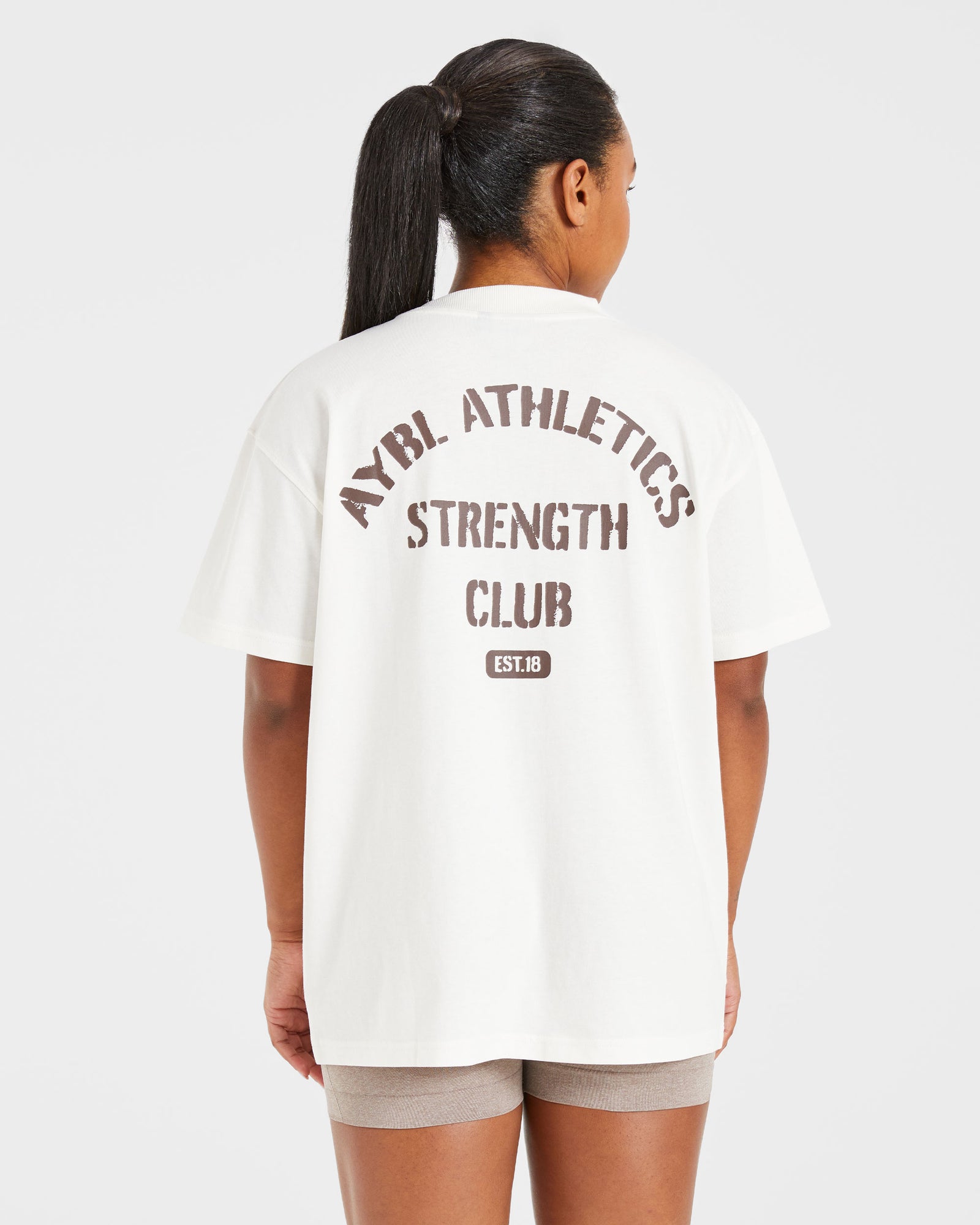 Athletics Strength Club Oversized T Shirt - Off White/Brown