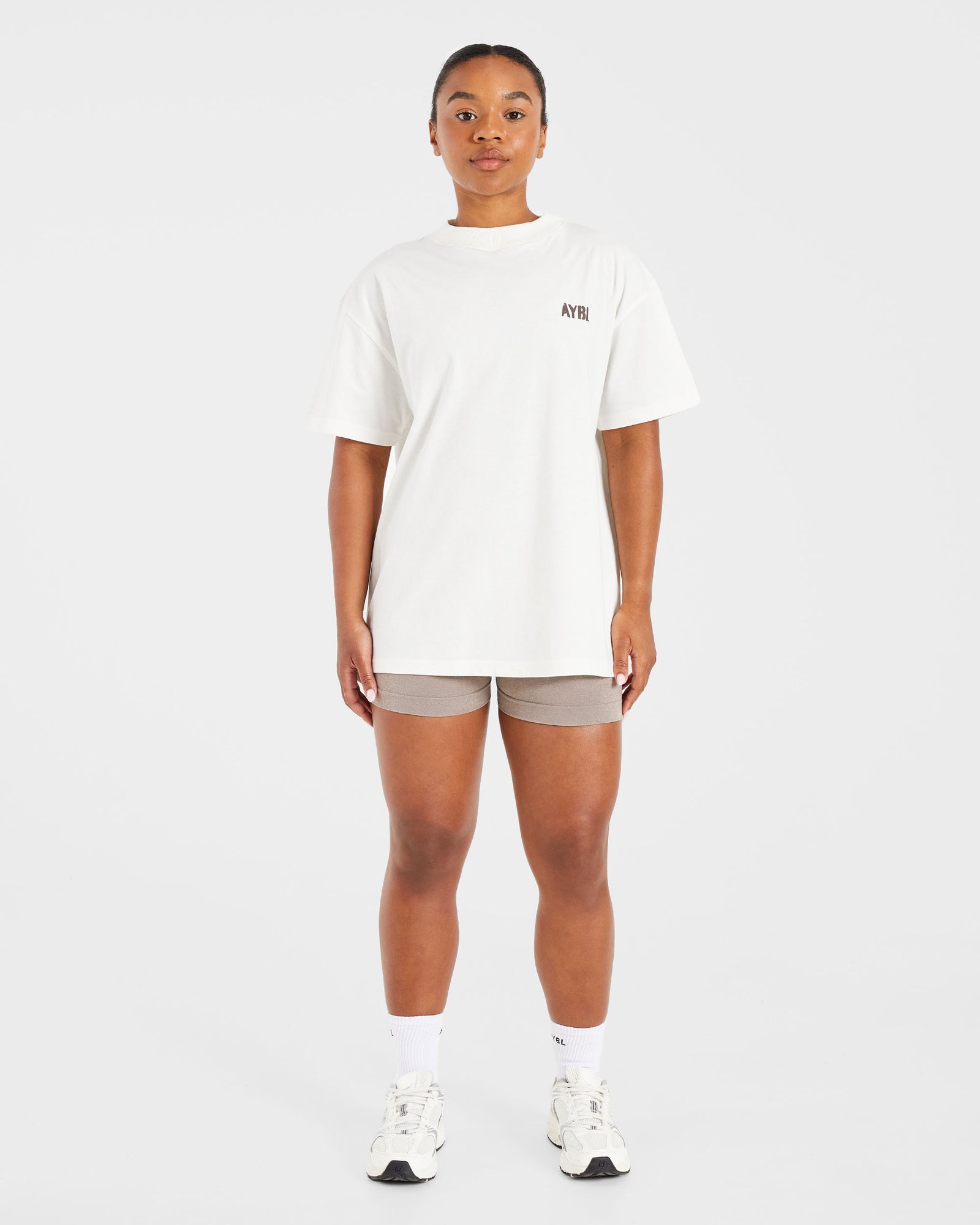 Athletics Strength Club Oversized T Shirt - Off White/Brown