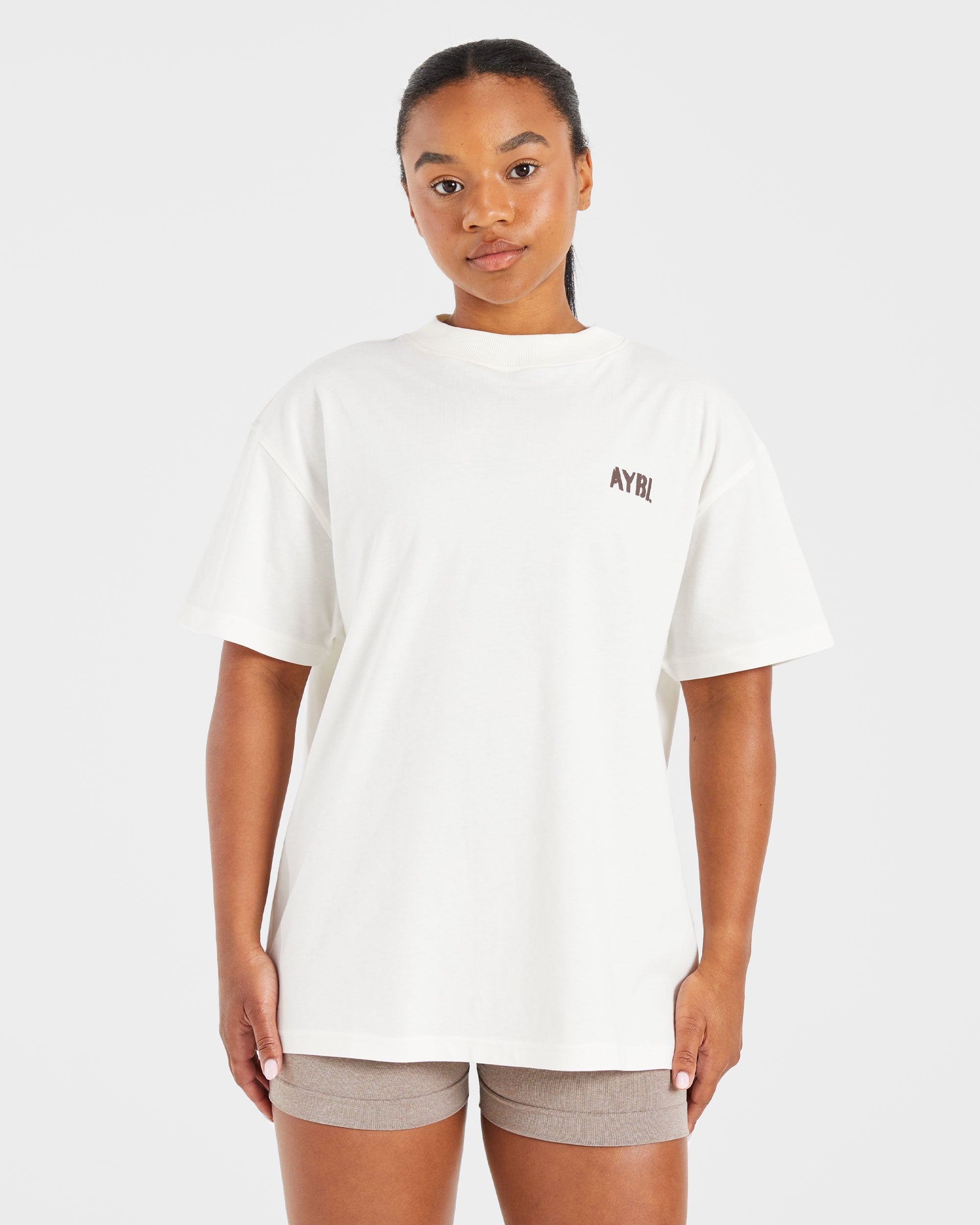 Athletics Strength Club Oversized T Shirt - Off White/Brown