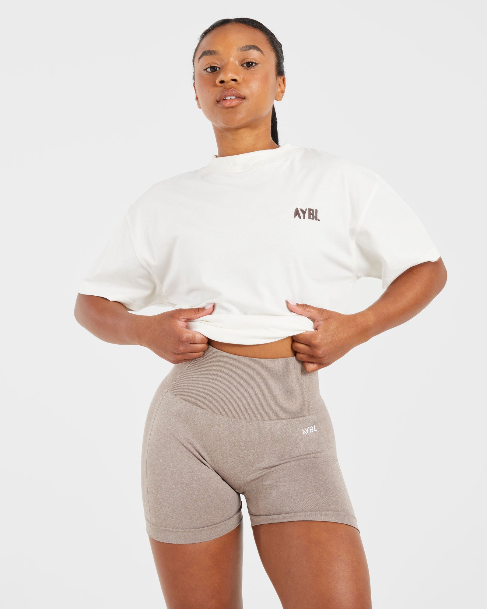 Athletics Strength Club Oversized T Shirt - Off White/Brown