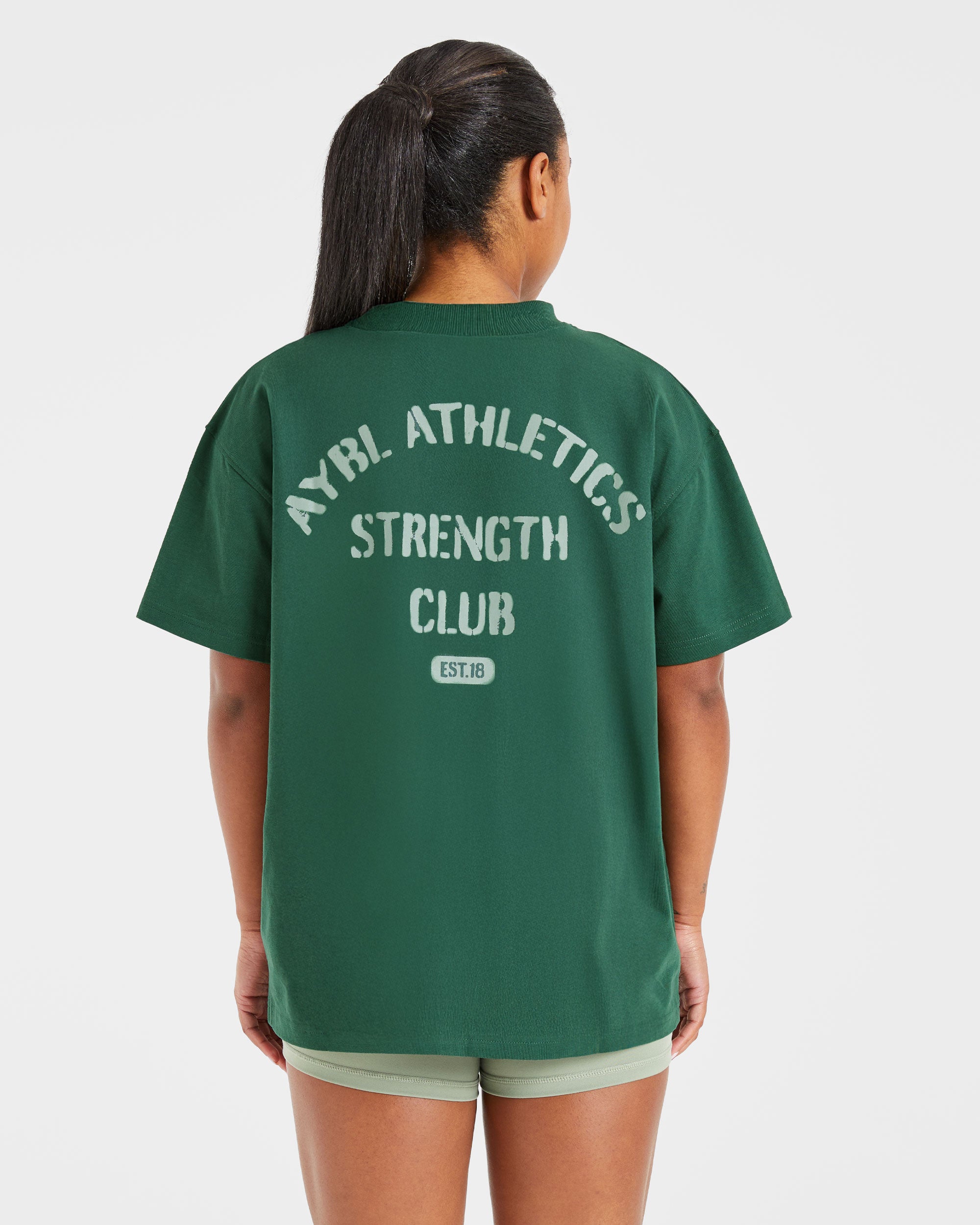 Athletics Strength Club Oversized T Shirt - Forest Green