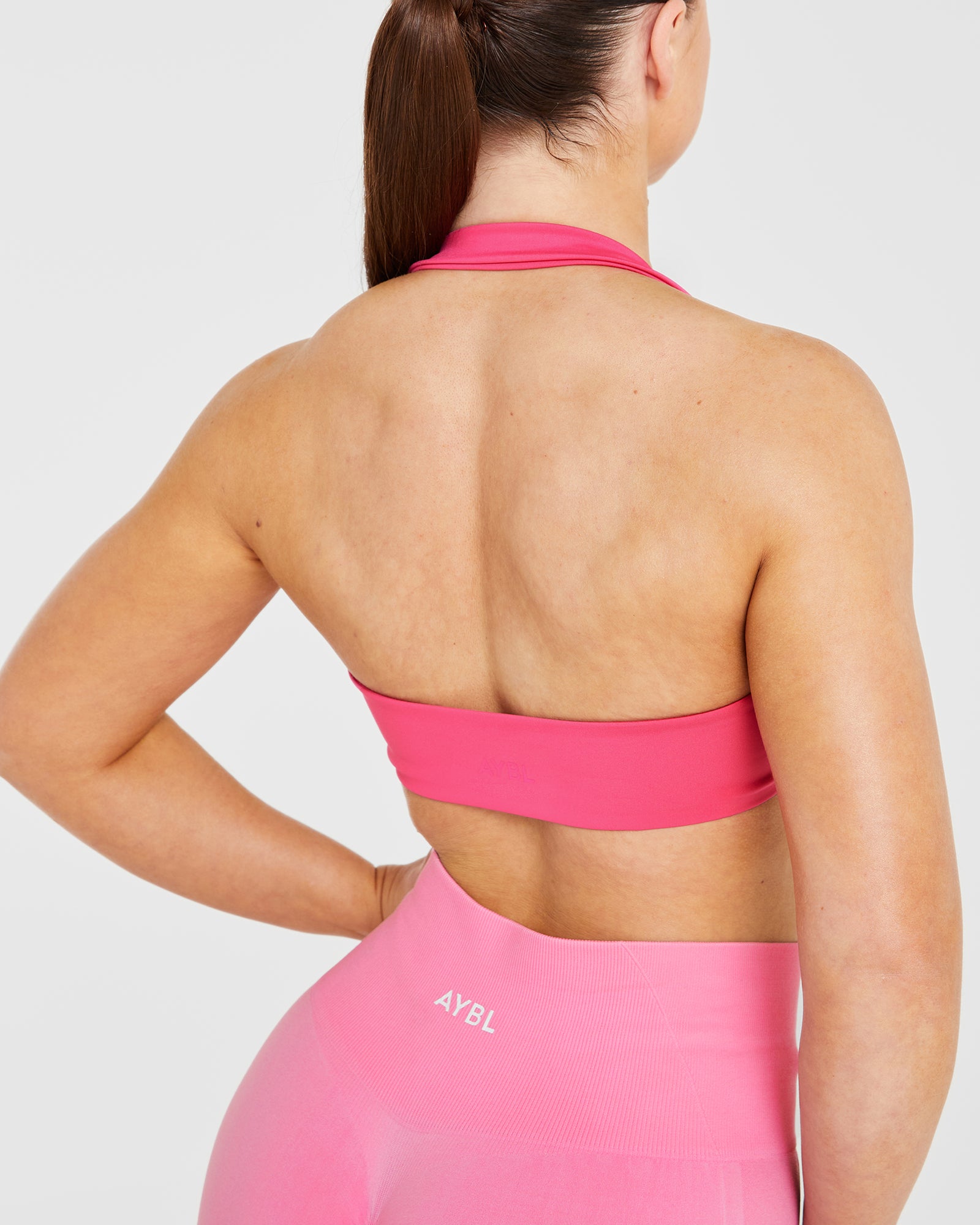 Essential Halterneck Sports Bra - Hot Pink