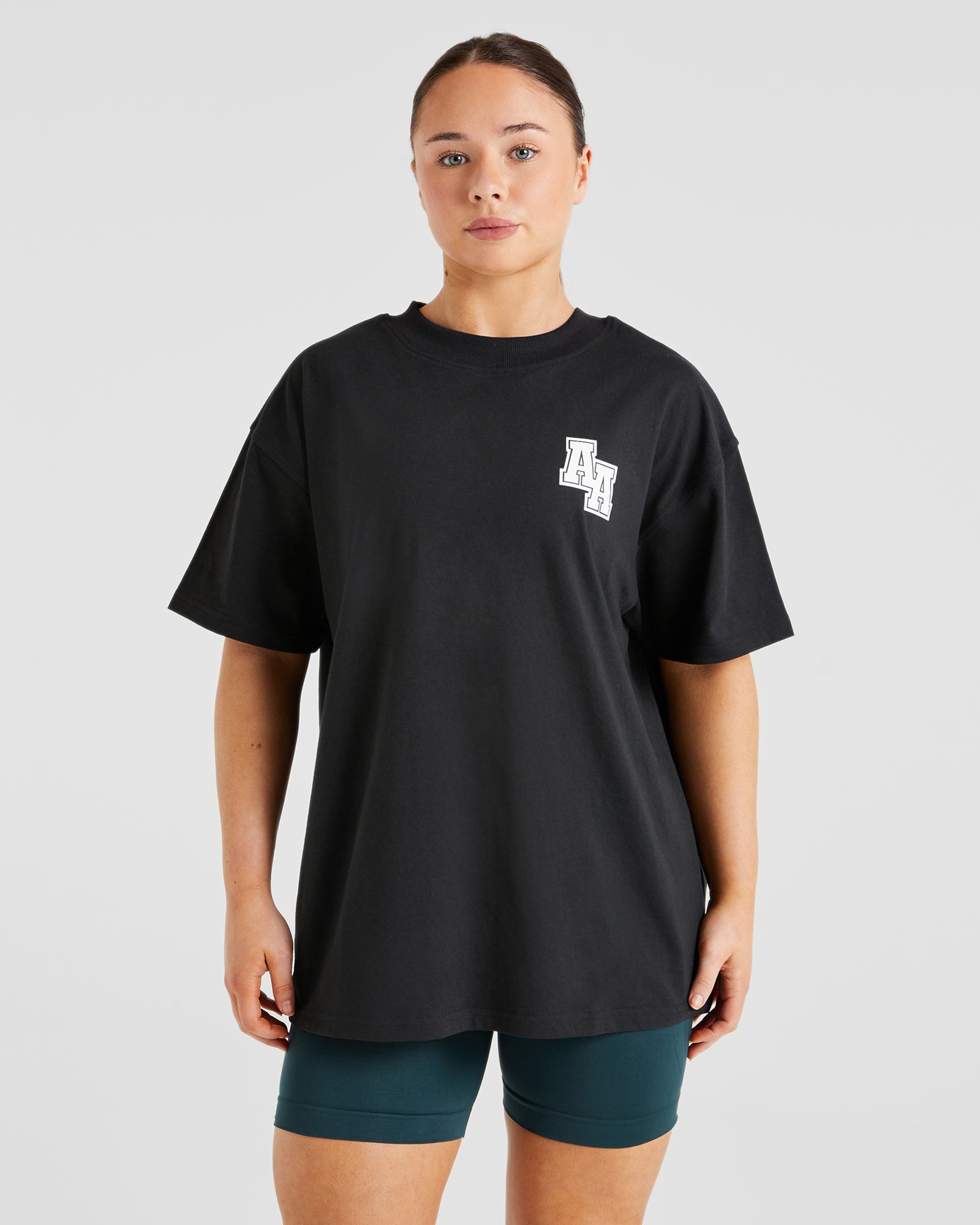 Athletics Slogan Oversized T Shirt - Black