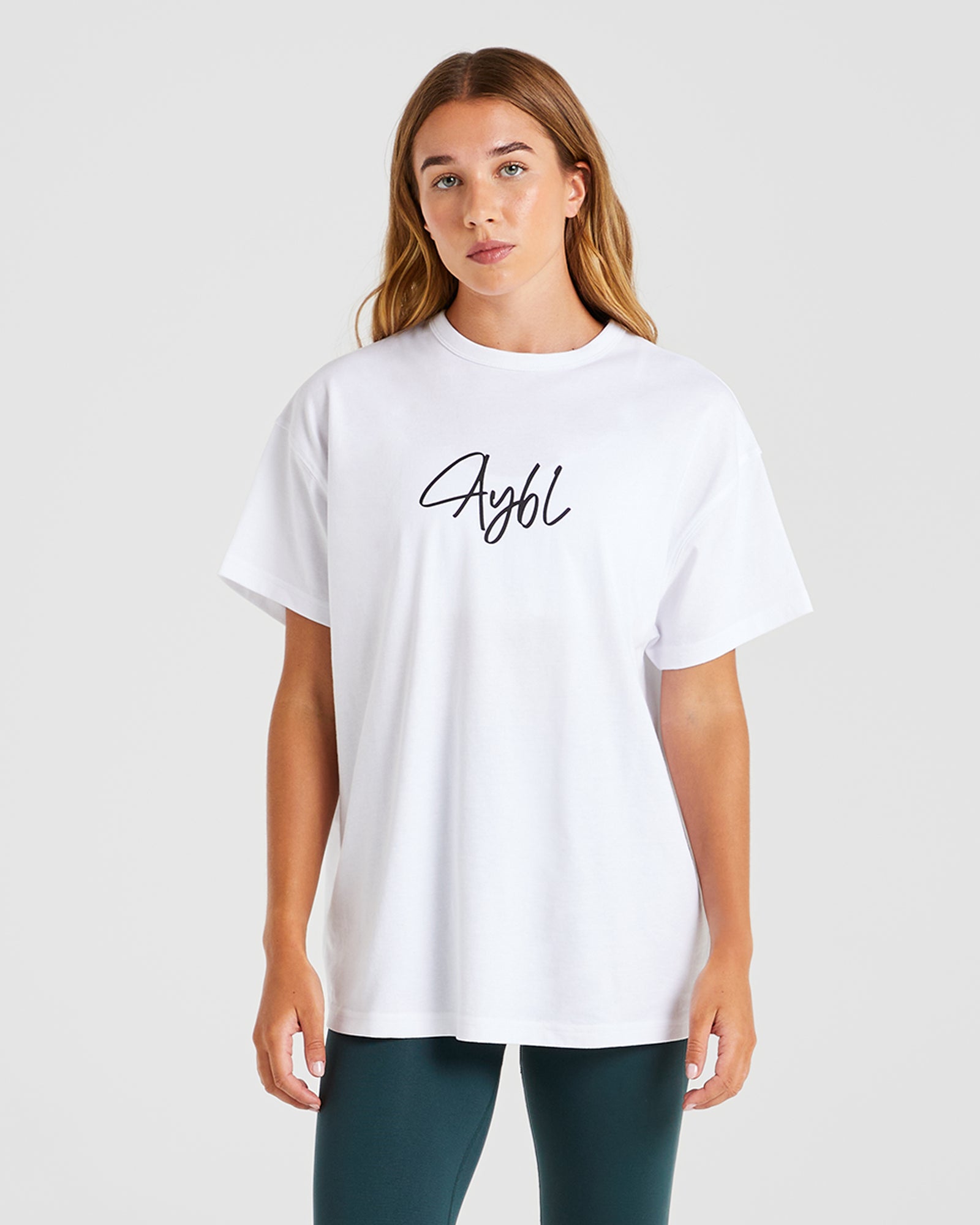 AYBL Calligraphy Oversized T Shirt - White