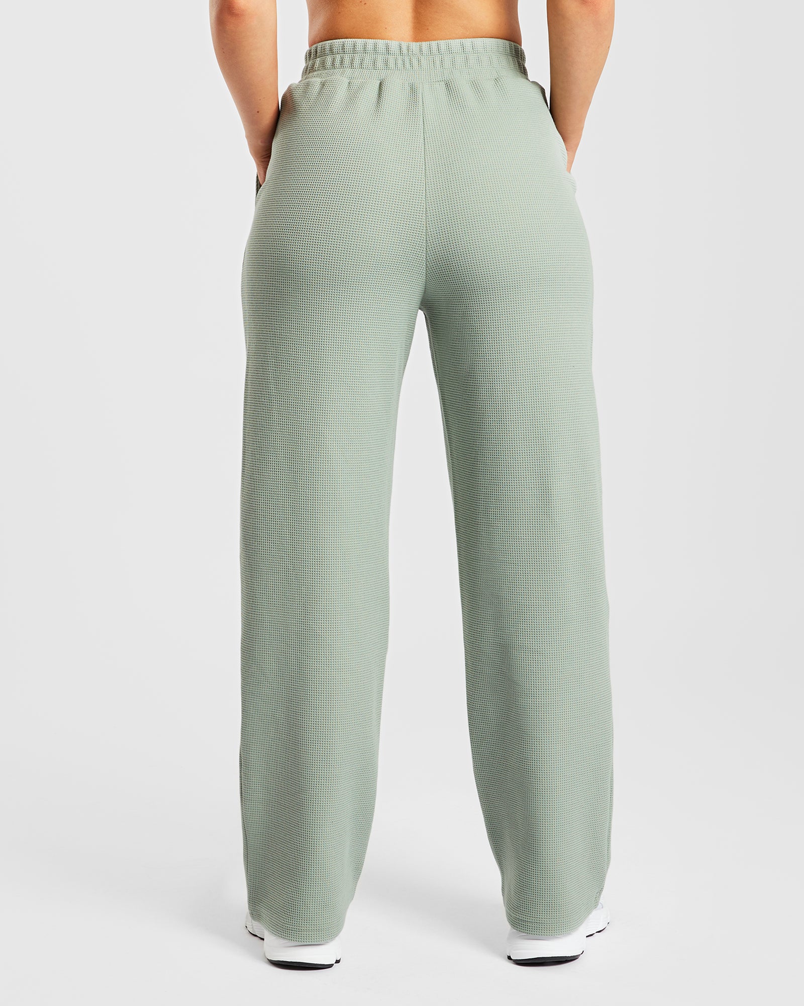 Pantalon de jogging droit gaufré - Vert sauge
