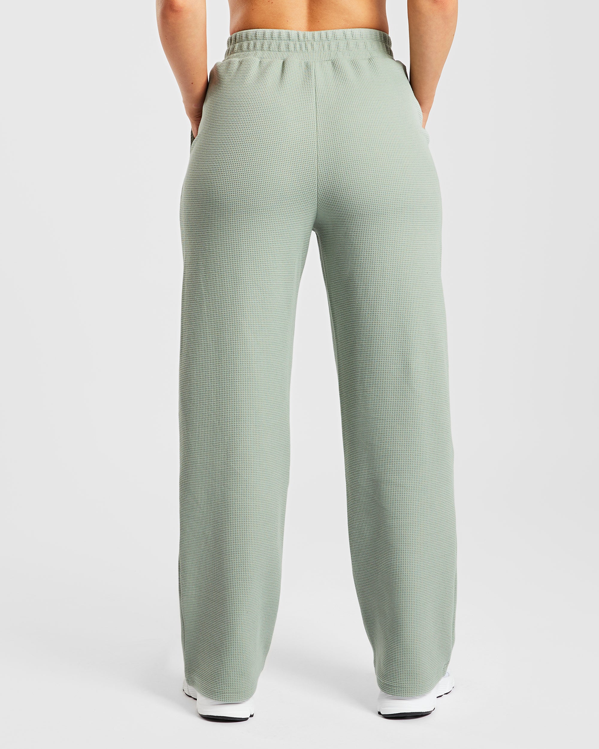 Waffle Straight Leg Joggers - Sage Green